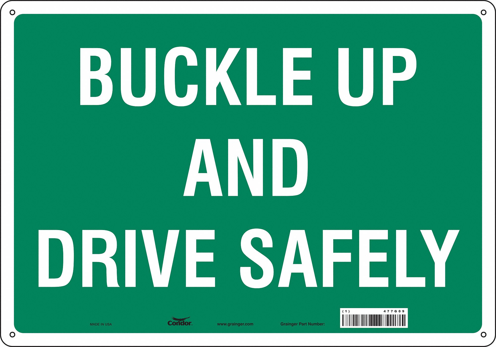 Safety Sign: Aluminum, Mounting Holes Sign Mounting, 14 in x 20 in Nominal Sign Size, 0.032 in Thick