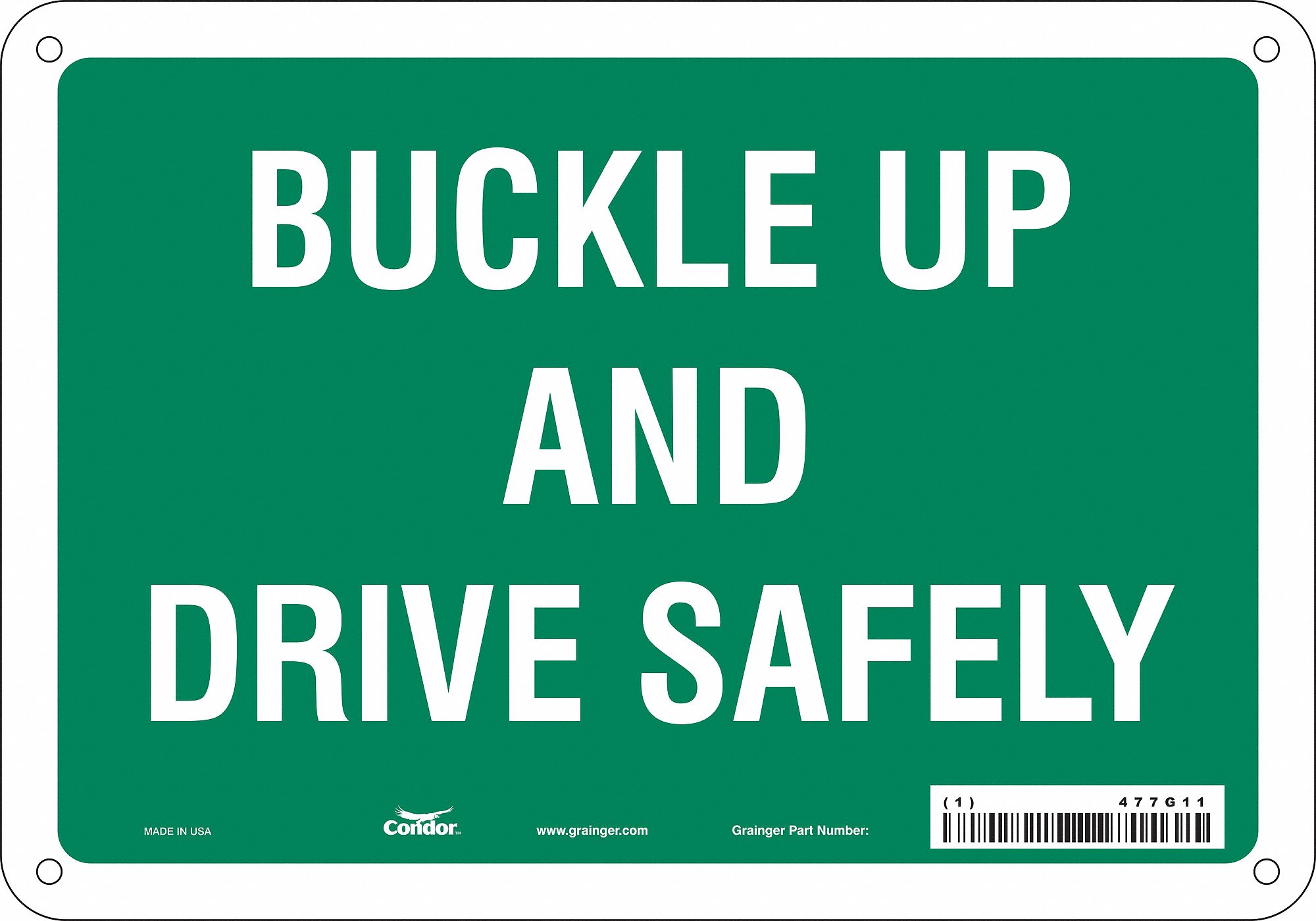 Safety Sign: Polyethylene, Mounting Holes Sign Mounting, 7 in x 10 in Nominal Sign Size, No Header