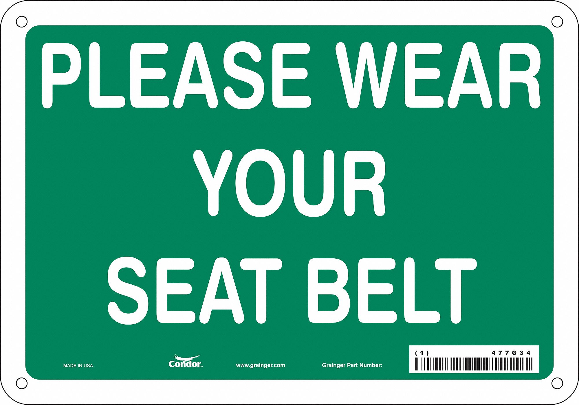 Safety Sign: Aluminum, Mounting Holes Sign Mounting, 7 in x 10 in Nominal Sign Size, 0.032 in Thick