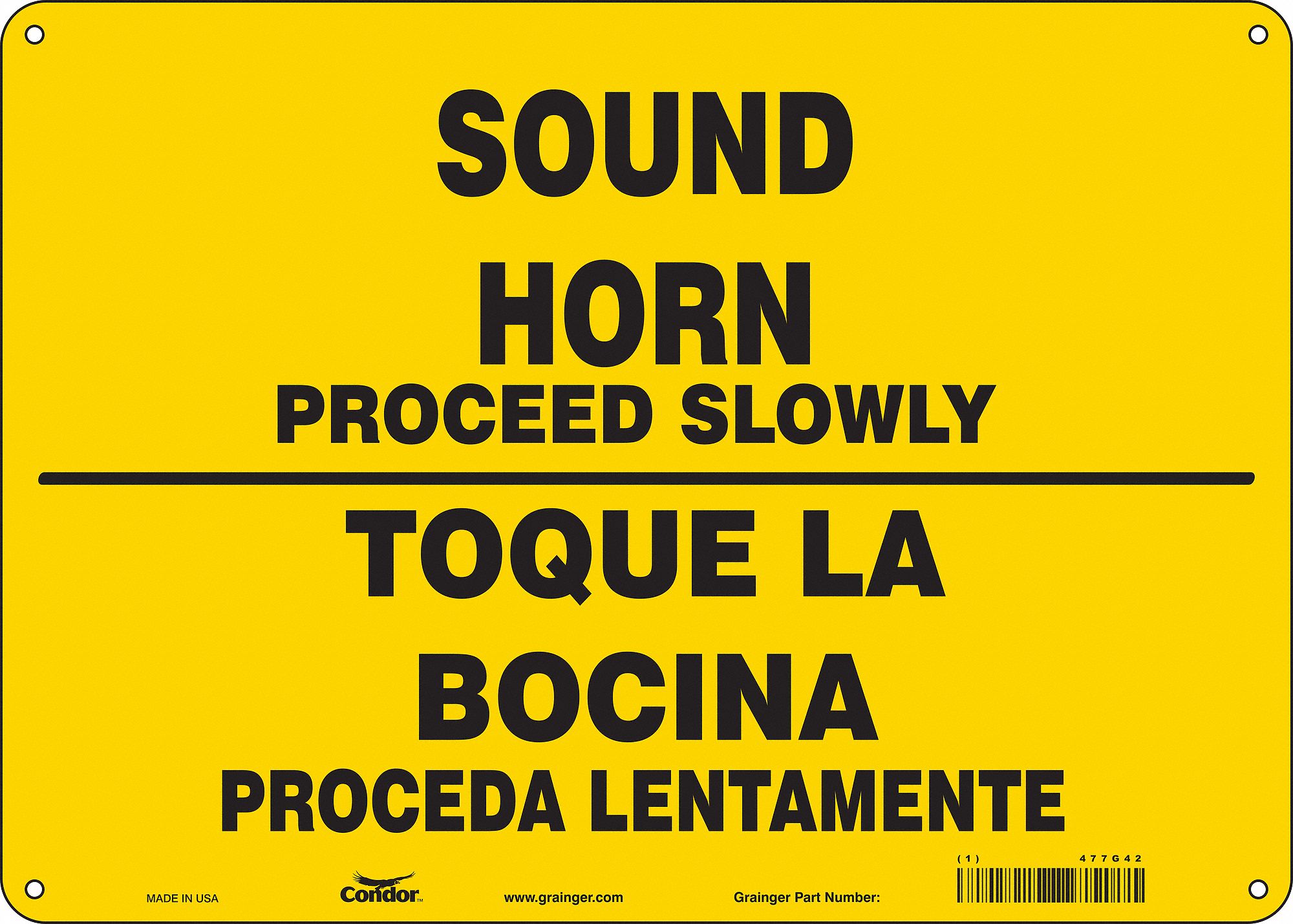 Safety Sign: Aluminum, Mounting Holes Sign Mounting, 10 in x 14 in Nominal Sign Size, 0.032 in Thick