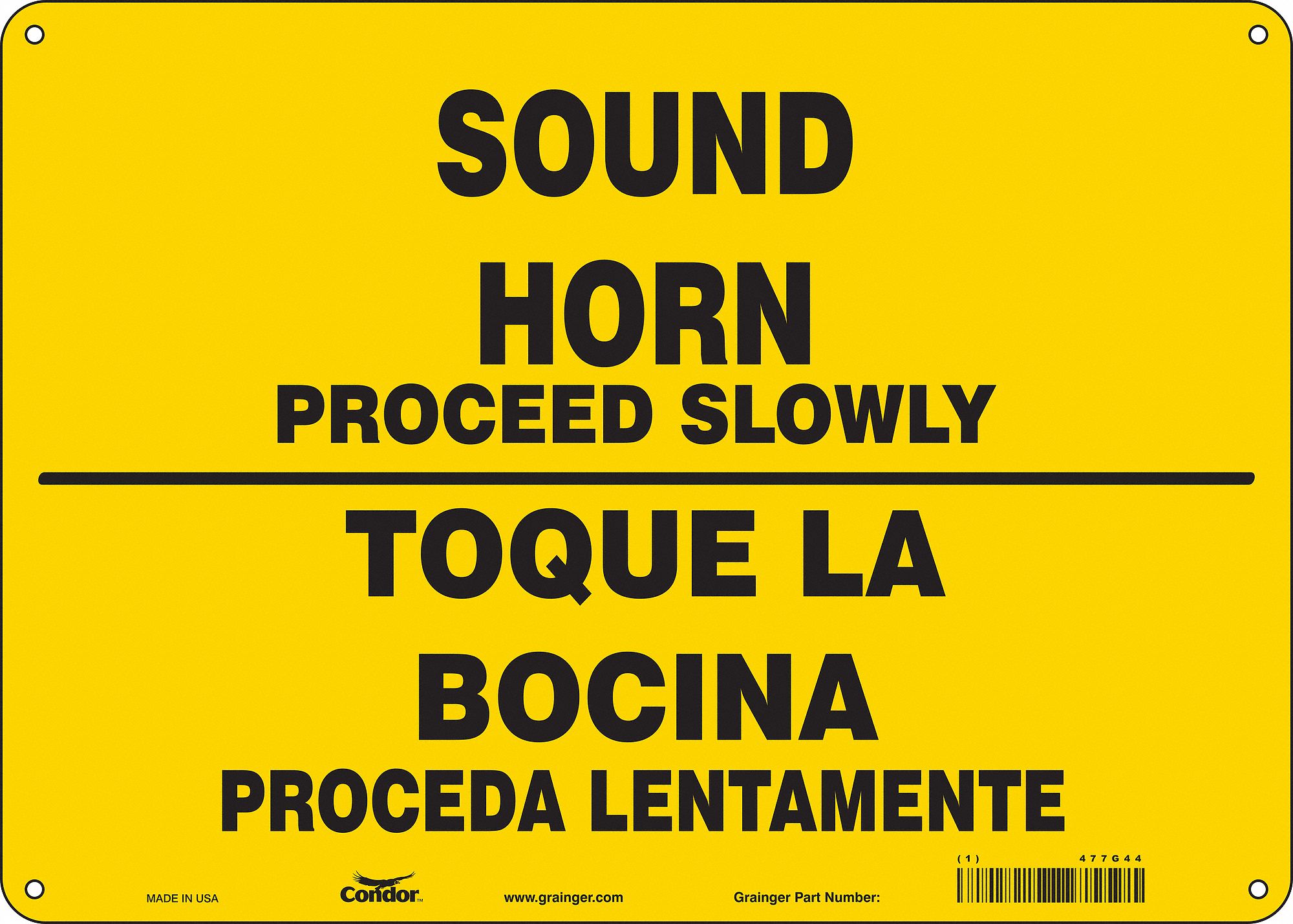 Safety Sign: Polyethylene, Mounting Holes Sign Mounting, 10 in x 14 in Nominal Sign Size