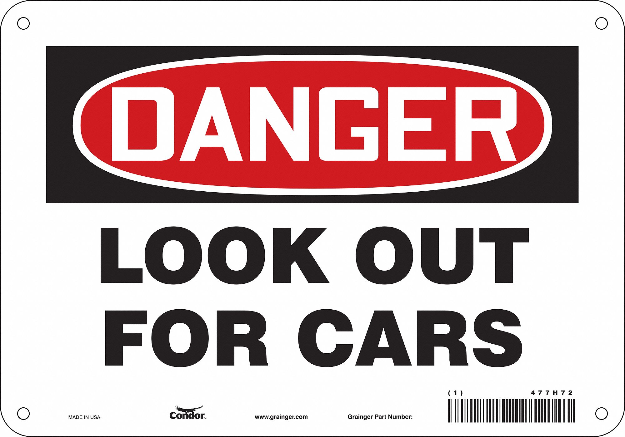 Safety Sign: Aluminum, Mounting Holes Sign Mounting, 7 in x 10 in Nominal Sign Size, 0.032 in Thick
