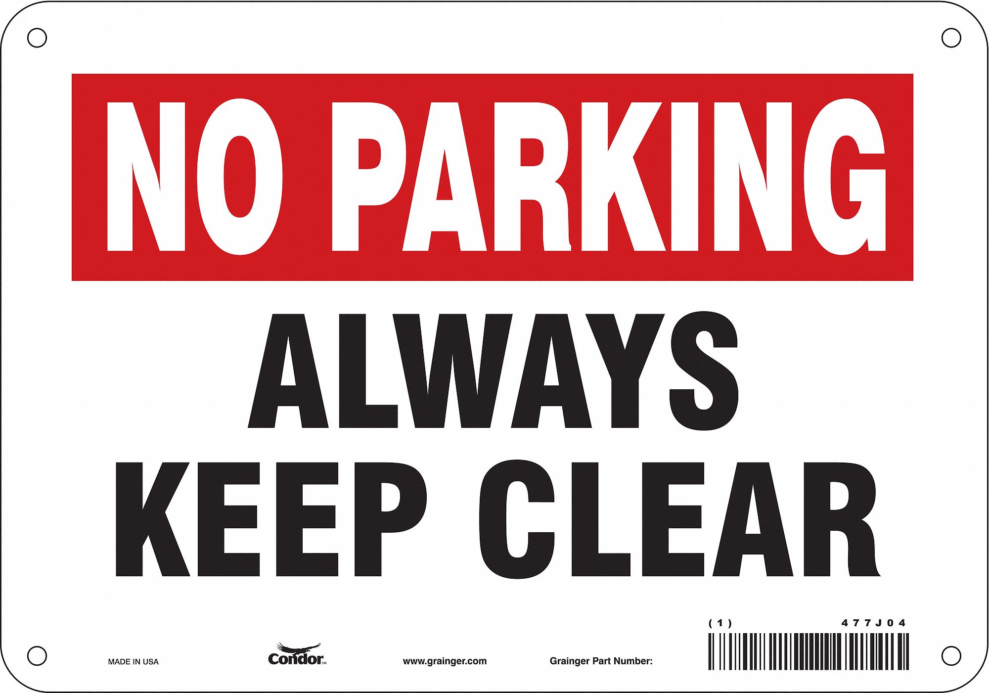 Safety Sign: Aluminum, Mounting Holes Sign Mounting, 7 in x 10 in Nominal Sign Size, 0.032 in Thick