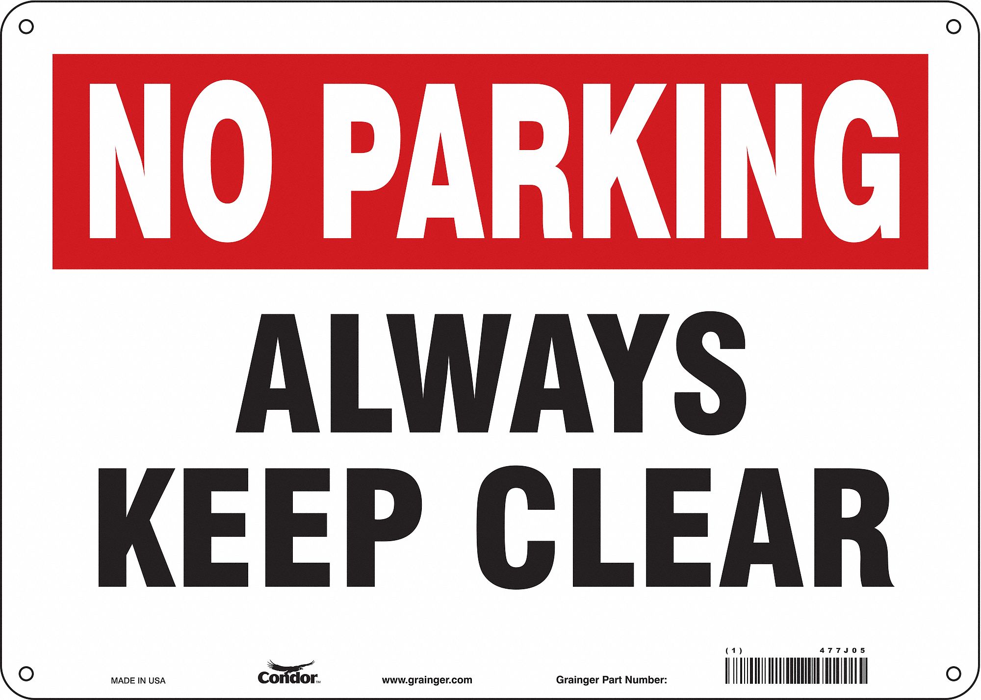 Safety Sign: Aluminum, Mounting Holes Sign Mounting, 10 in x 14 in Nominal Sign Size, 0.032 in Thick