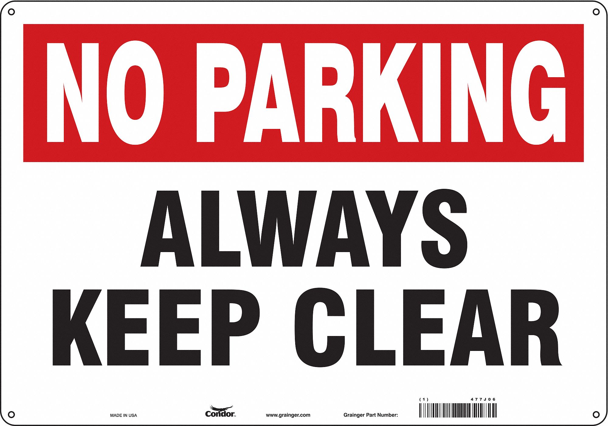 Safety Sign: Aluminum, Mounting Holes Sign Mounting, 14 in x 20 in Nominal Sign Size, 0.032 in Thick
