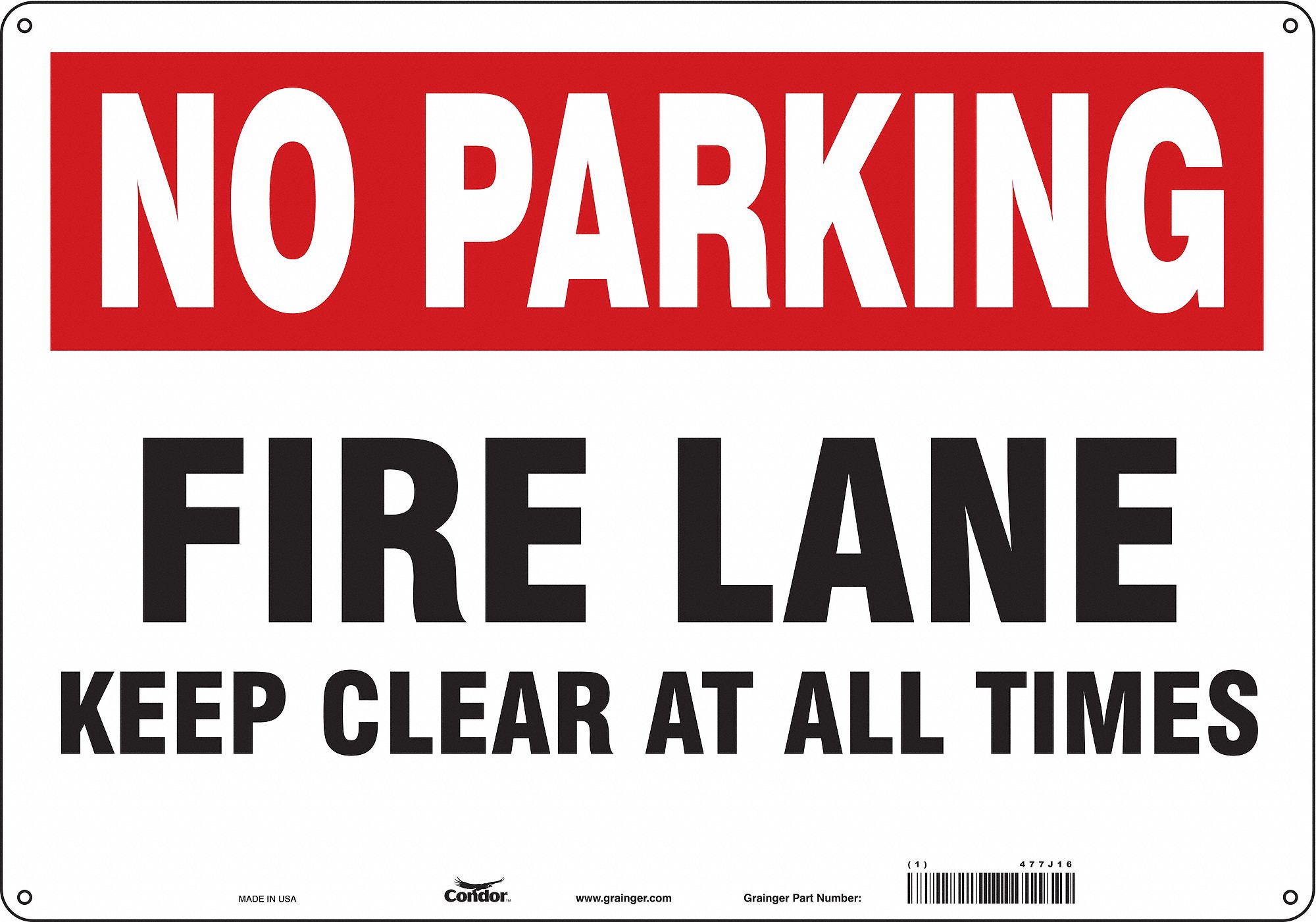Safety Sign: Aluminum, Mounting Holes Sign Mounting, 14 in x 20 in Nominal Sign Size, 0.032 in Thick