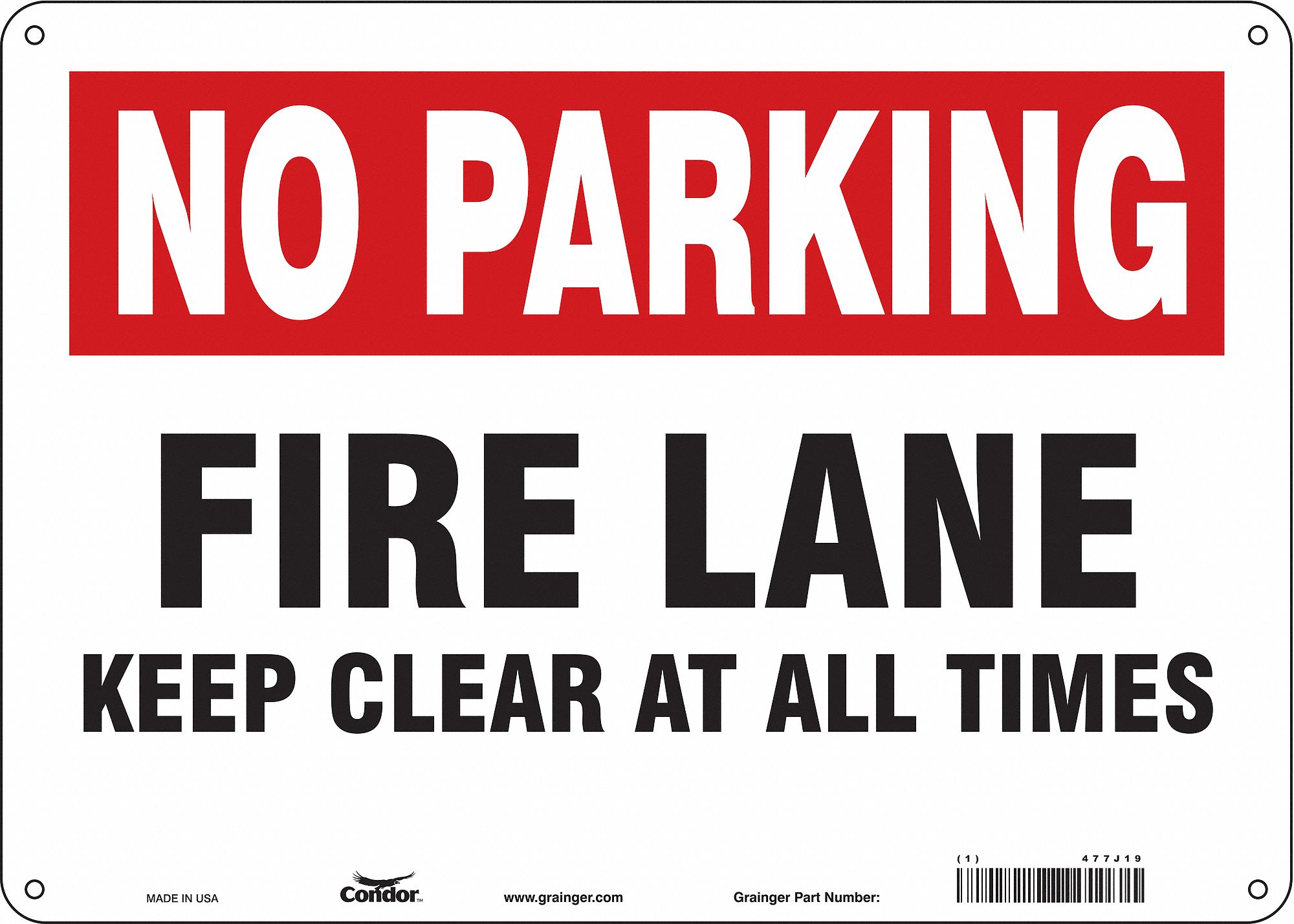 Safety Sign: Polyethylene, Mounting Holes Sign Mounting, 10 in x 14 in Nominal Sign Size