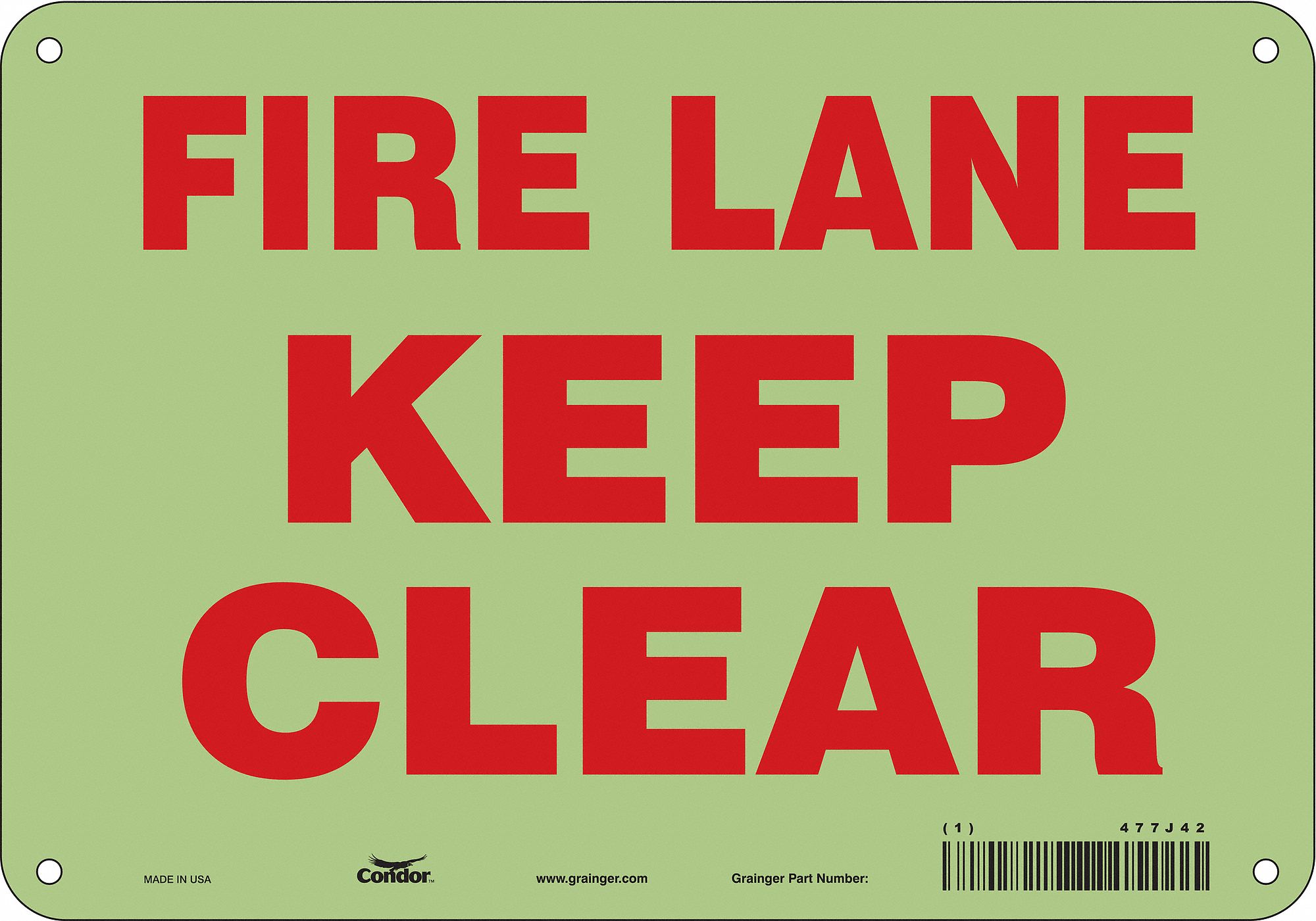 Safety Sign: Glow Vinyl, Adhesive Sign Mounting, 7 in x 10 in Nominal Sign Size, Not Retroreflective