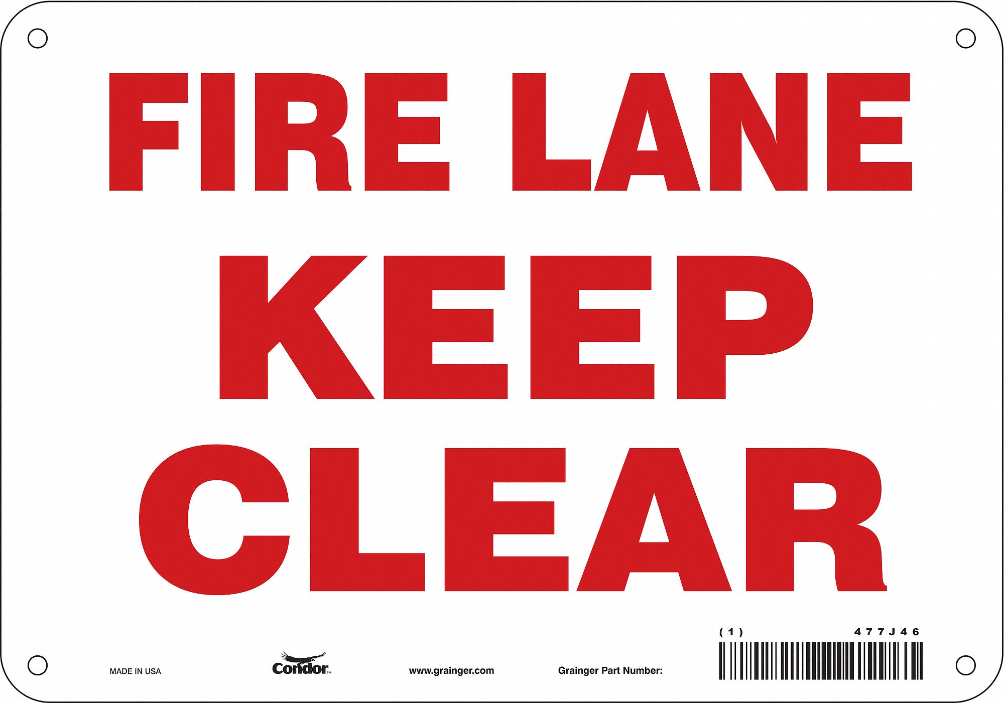 Safety Sign: Polyethylene, Mounting Holes Sign Mounting, 7 in x 10 in Nominal Sign Size, No Header