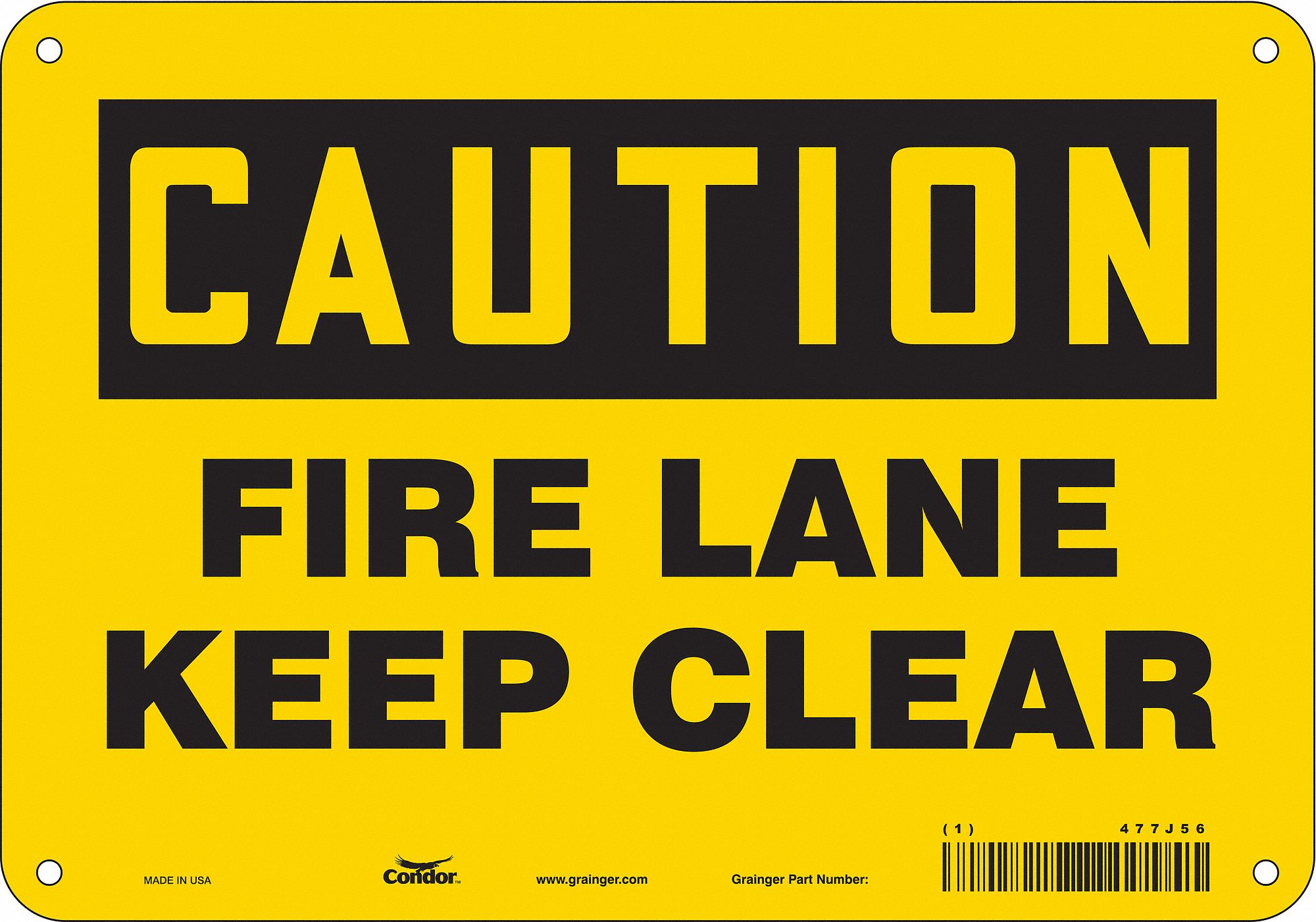 Safety Sign: Polyethylene, Mounting Holes Sign Mounting, 7 in x 10 in Nominal Sign Size