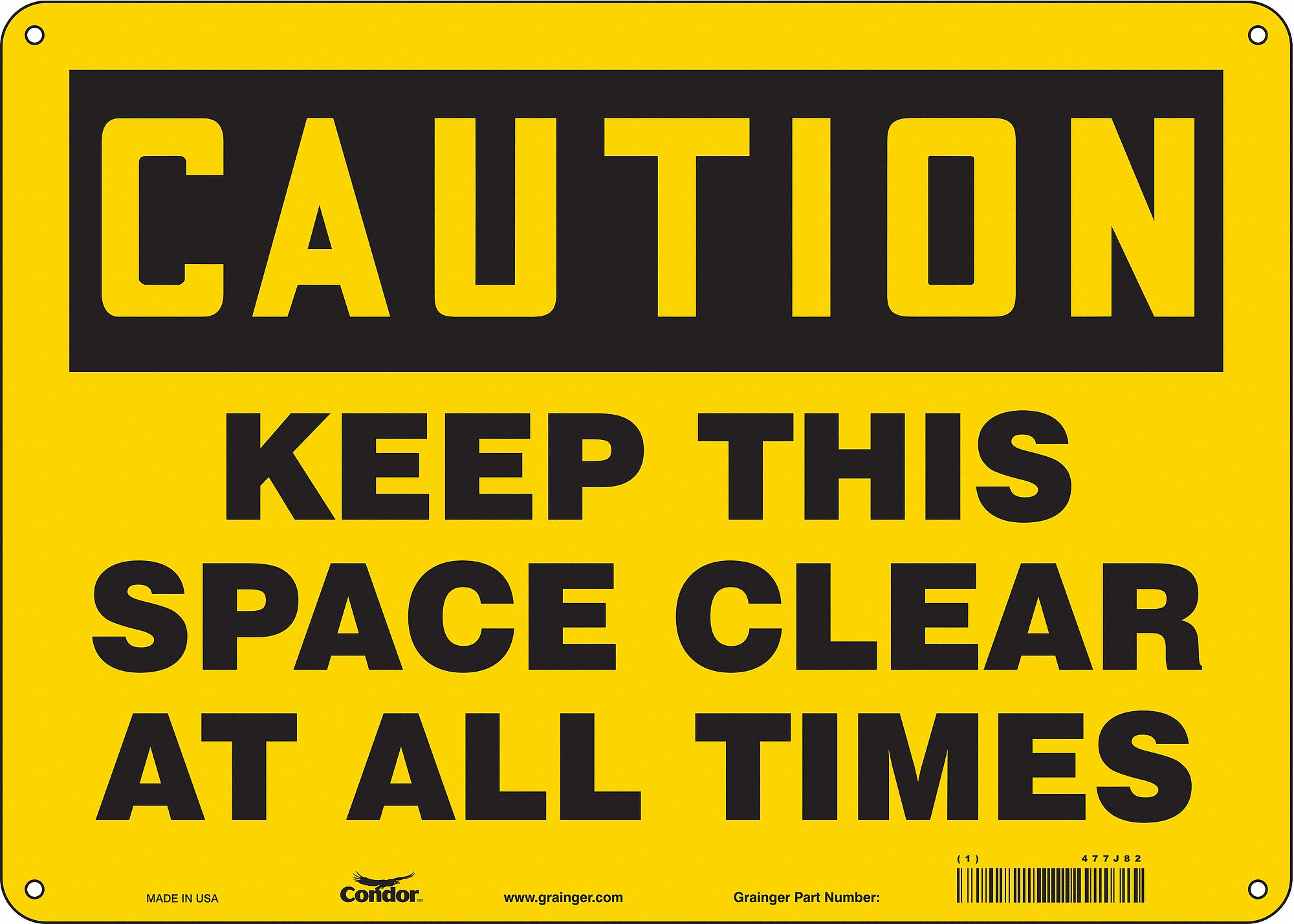 Safety Sign: Aluminum, Mounting Holes Sign Mounting, 10 in x 14 in Nominal Sign Size, 0.032 in Thick