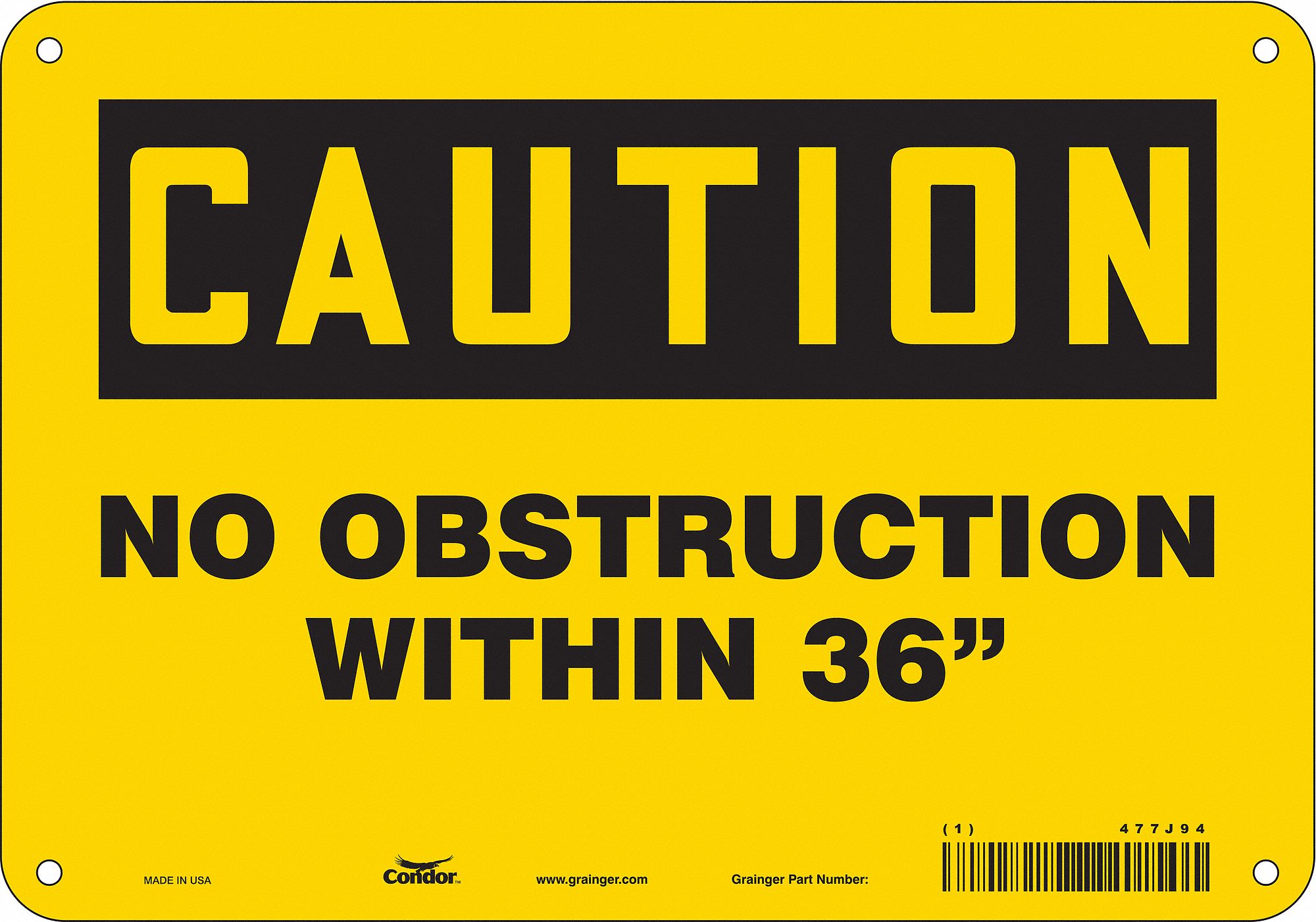 Safety Sign: Aluminum, Mounting Holes Sign Mounting, 7 in x 10 in Nominal Sign Size, 0.032 in Thick