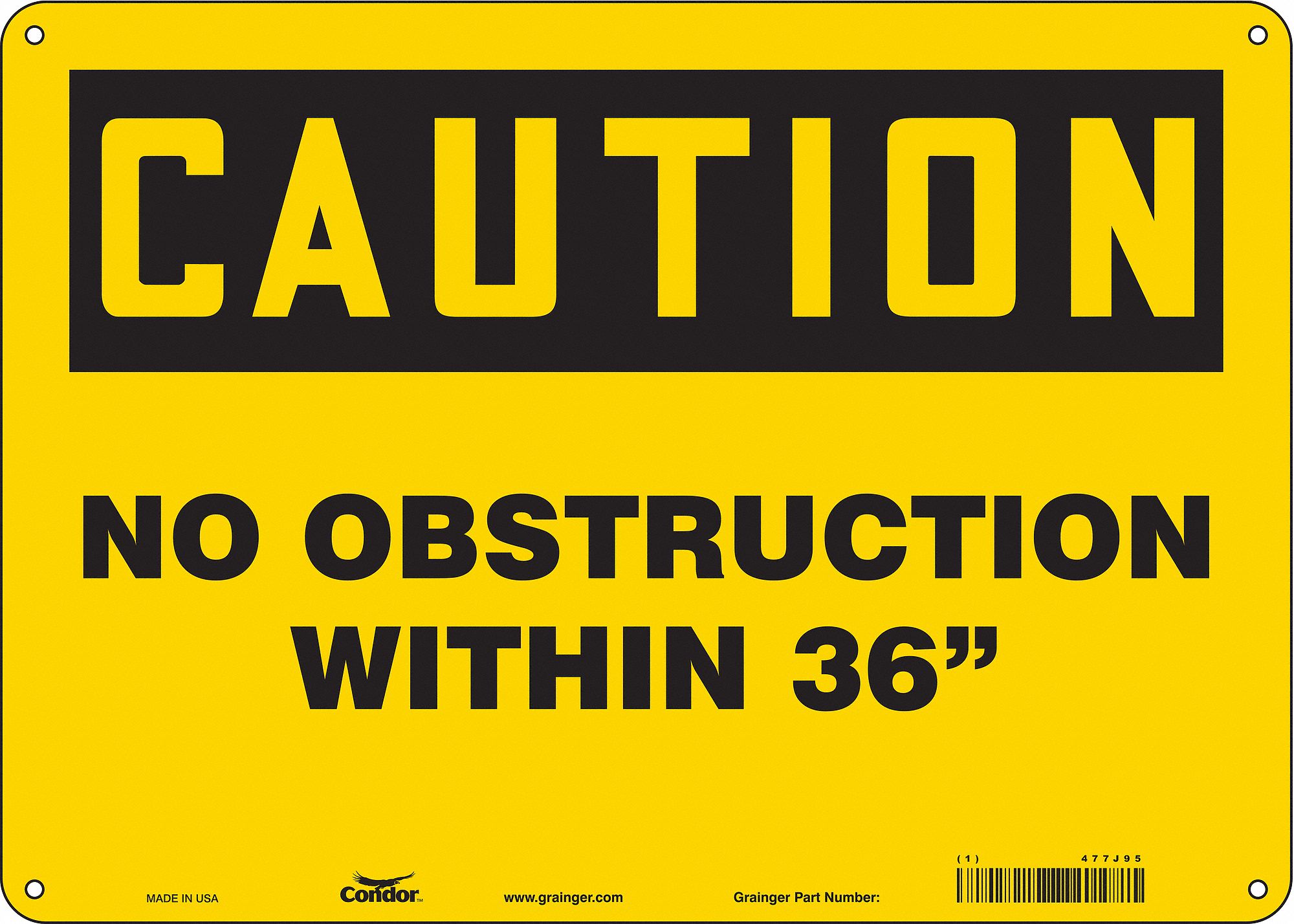 Safety Sign: Aluminum, Mounting Holes Sign Mounting, 10 in x 14 in Nominal Sign Size, 0.032 in Thick