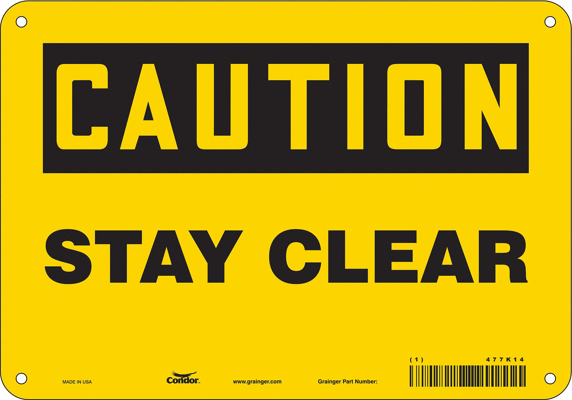 Safety Sign: Aluminum, Mounting Holes Sign Mounting, 7 in x 10 in Nominal Sign Size, 0.032 in Thick