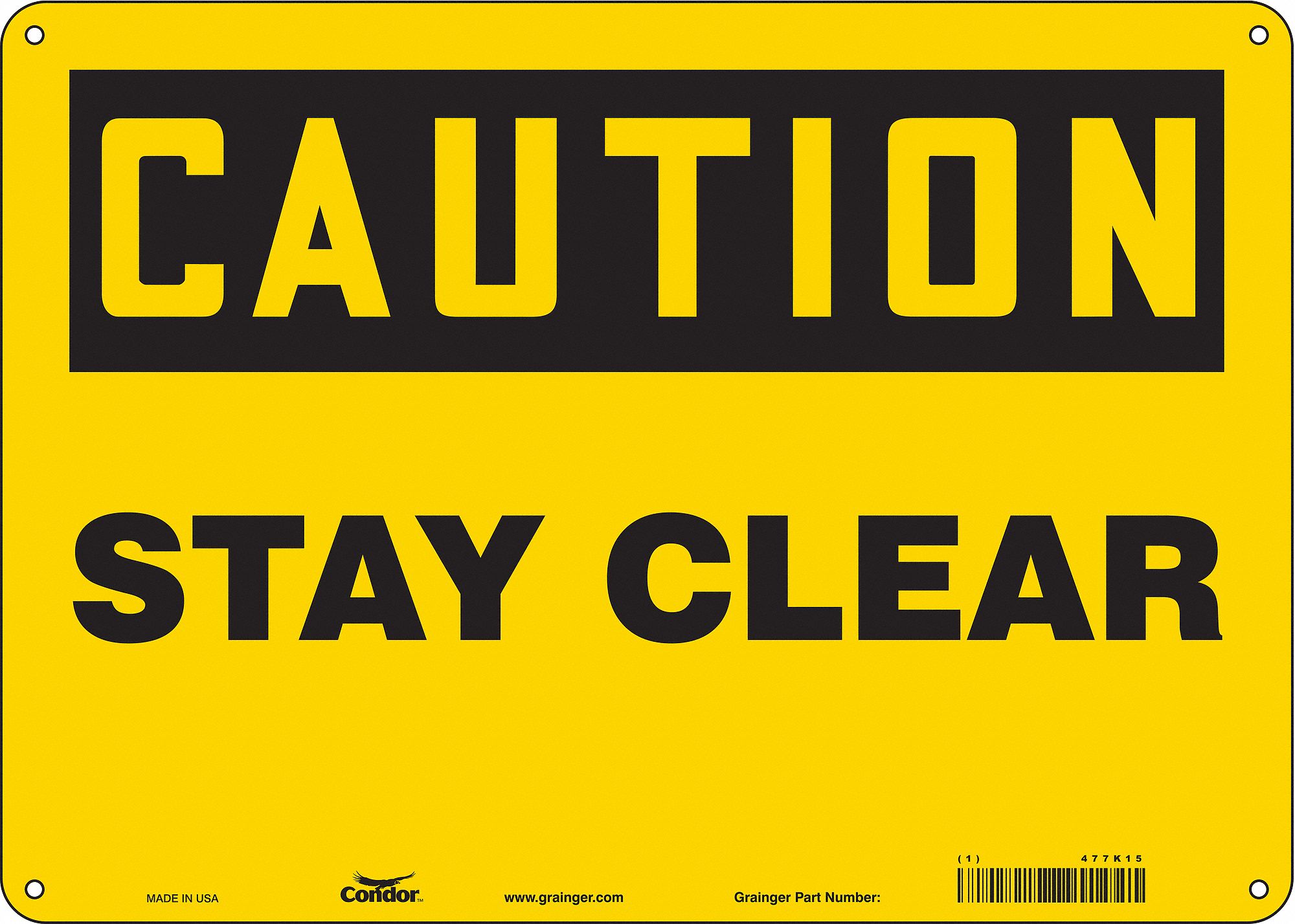 Safety Sign: Aluminum, Mounting Holes Sign Mounting, 10 in x 14 in Nominal Sign Size, 0.032 in Thick