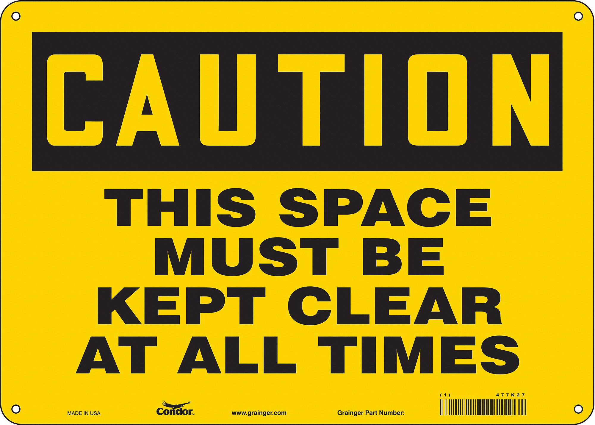Safety Sign: Aluminum, Mounting Holes Sign Mounting, 10 in x 14 in Nominal Sign Size, 0.032 in Thick