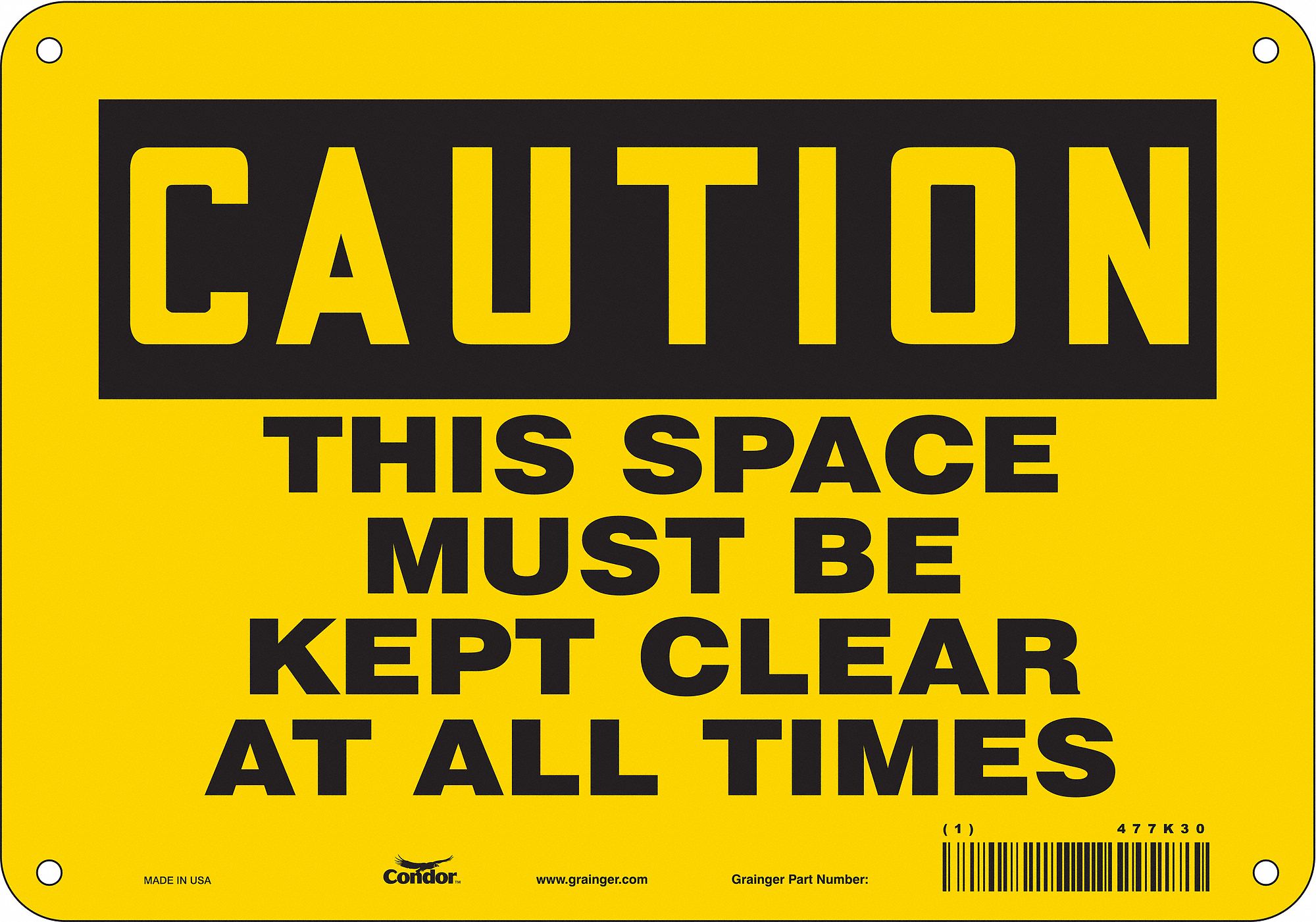Safety Sign: Polyethylene, Mounting Holes Sign Mounting, 7 in x 10 in Nominal Sign Size, Caution