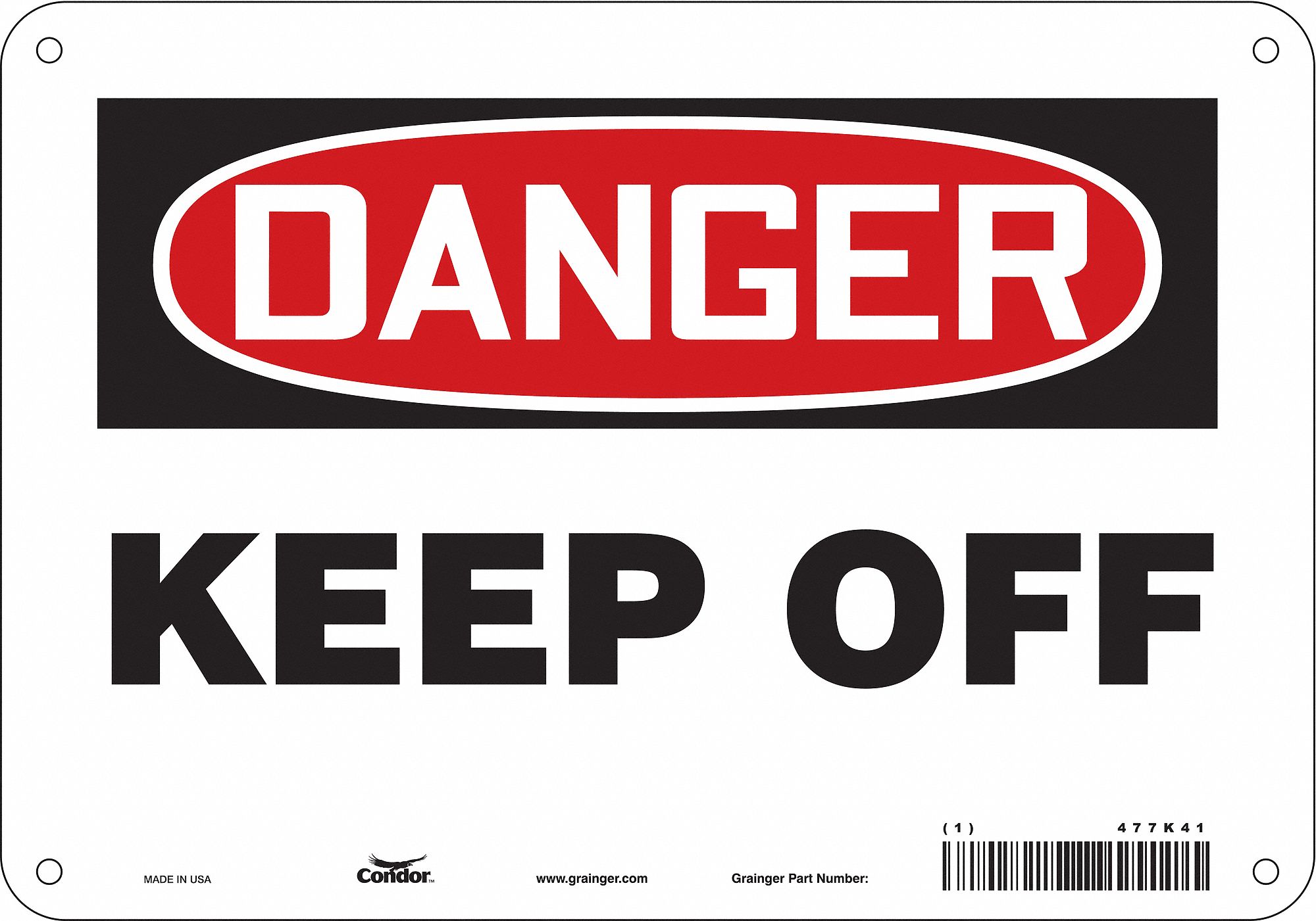 Safety Sign: Aluminum, Mounting Holes Sign Mounting, 7 in x 10 in Nominal Sign Size, 0.032 in Thick