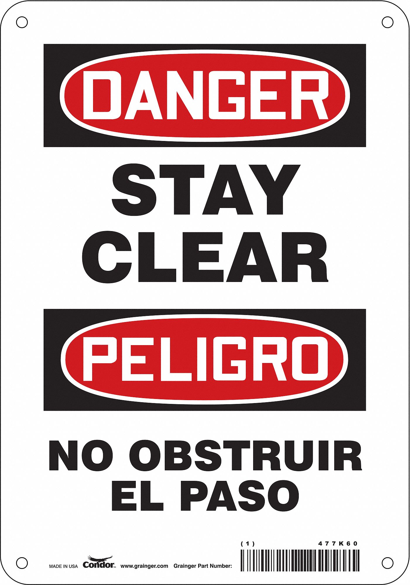 Safety Sign: Aluminum, Mounting Holes Sign Mounting, 10 in x 7 in Nominal Sign Size, 0.032 in Thick