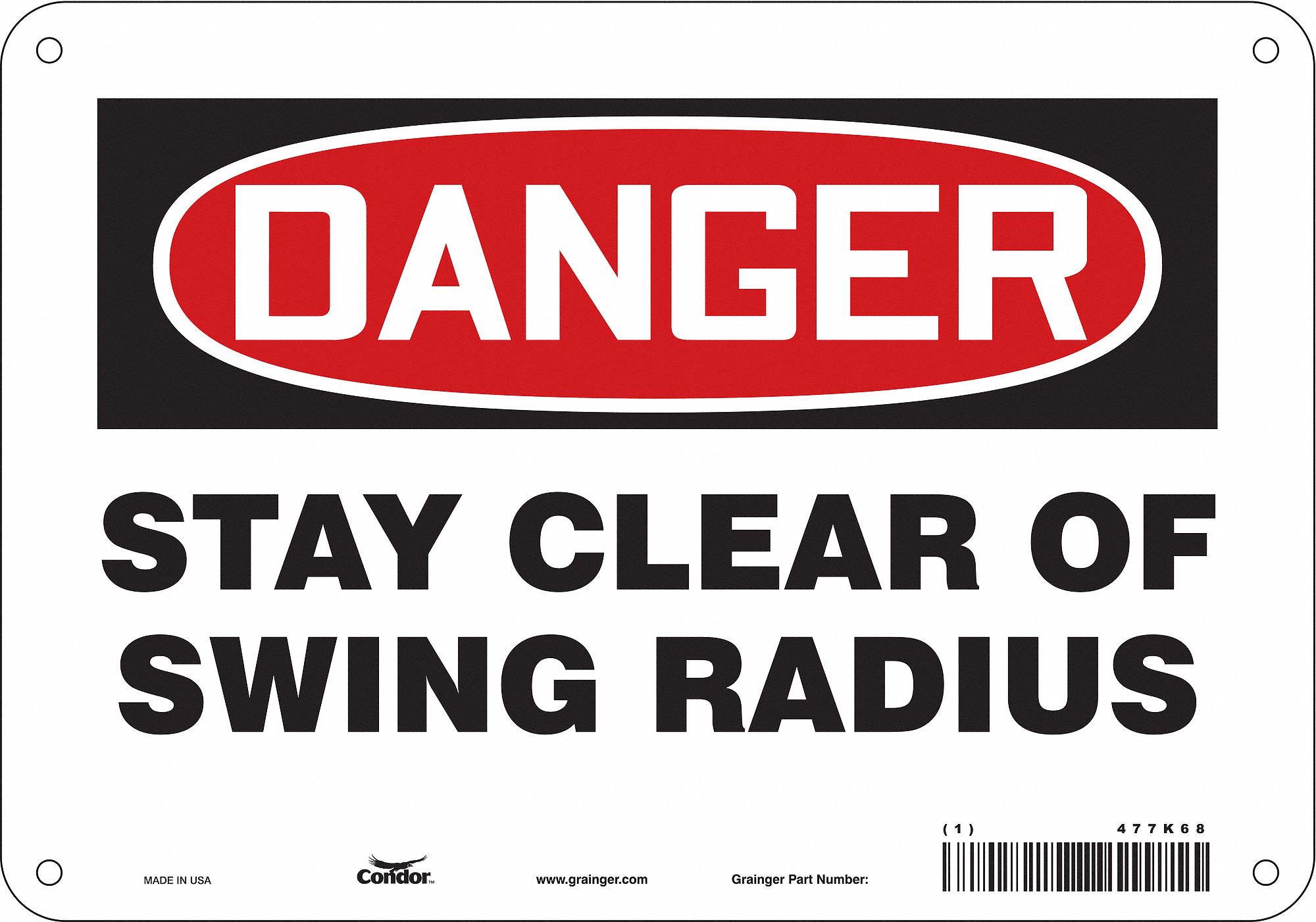 Safety Sign, 7 in x 10 in, Polyethylene