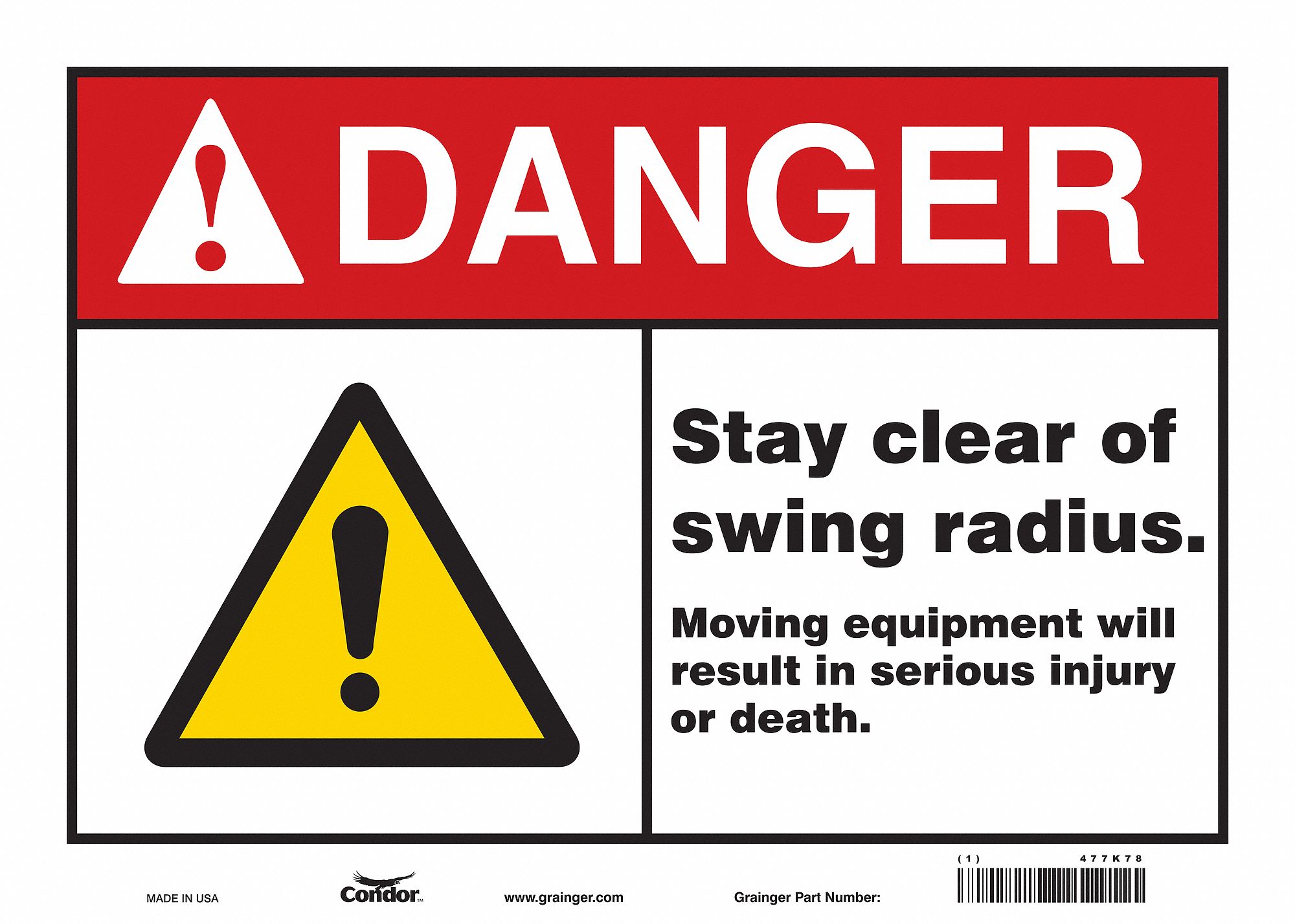 Safety Sign: Vinyl, Adhesive Sign Mounting, 10 in x 14 in Nominal Sign Size, Not Retroreflective