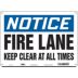 Notice: Fire Lane Keep Clear At All Times Signs