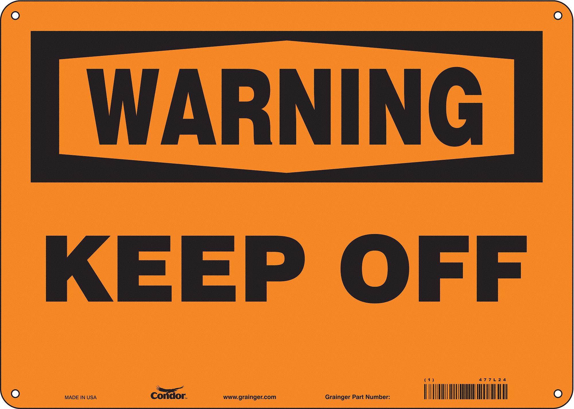 Safety Sign: Aluminum, Mounting Holes Sign Mounting, 10 in x 14 in Nominal Sign Size, 0.032 in Thick