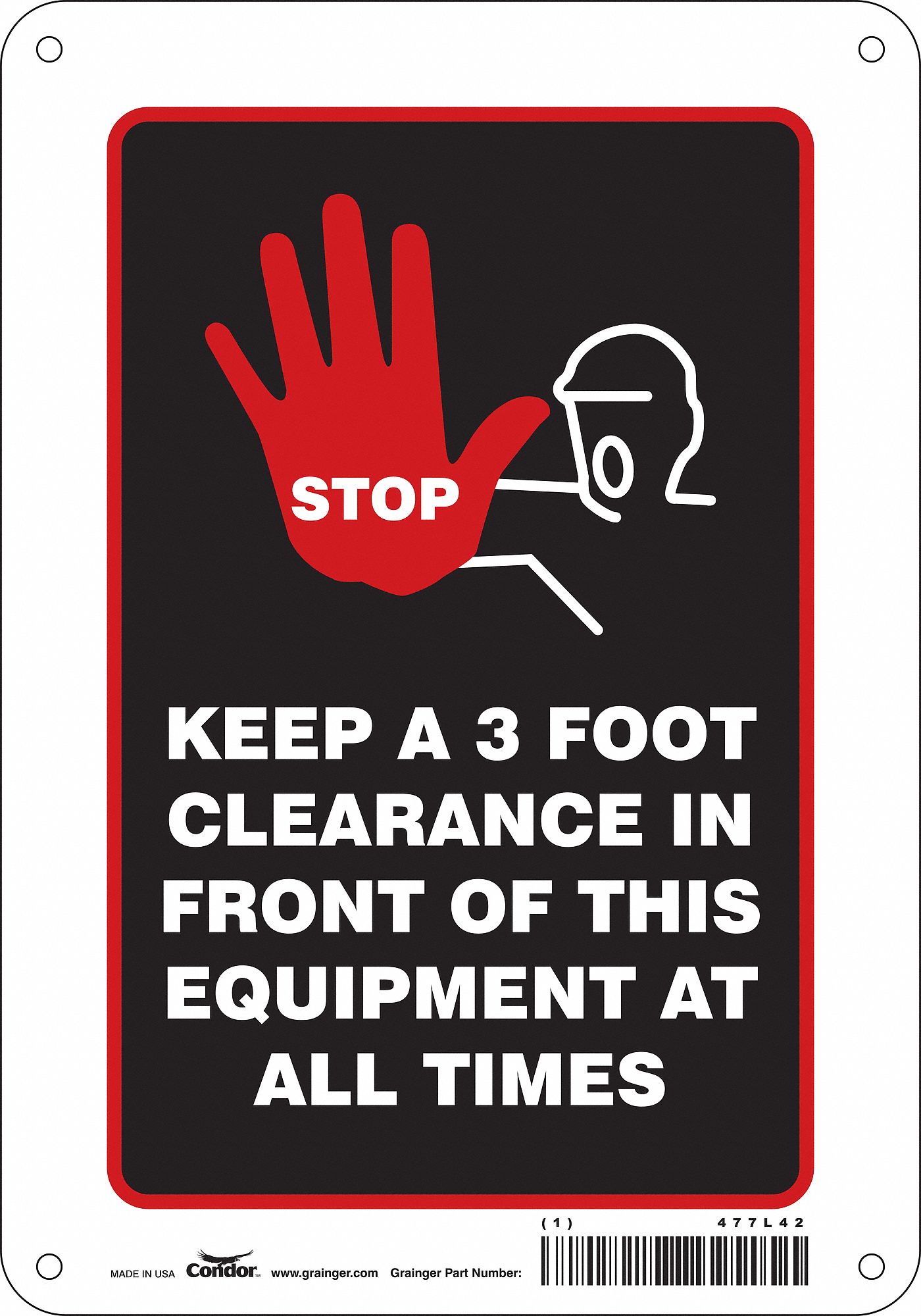 Safety Sign: Aluminum, Mounting Holes Sign Mounting, 10 in x 7 in Nominal Sign Size, 0.032 in Thick
