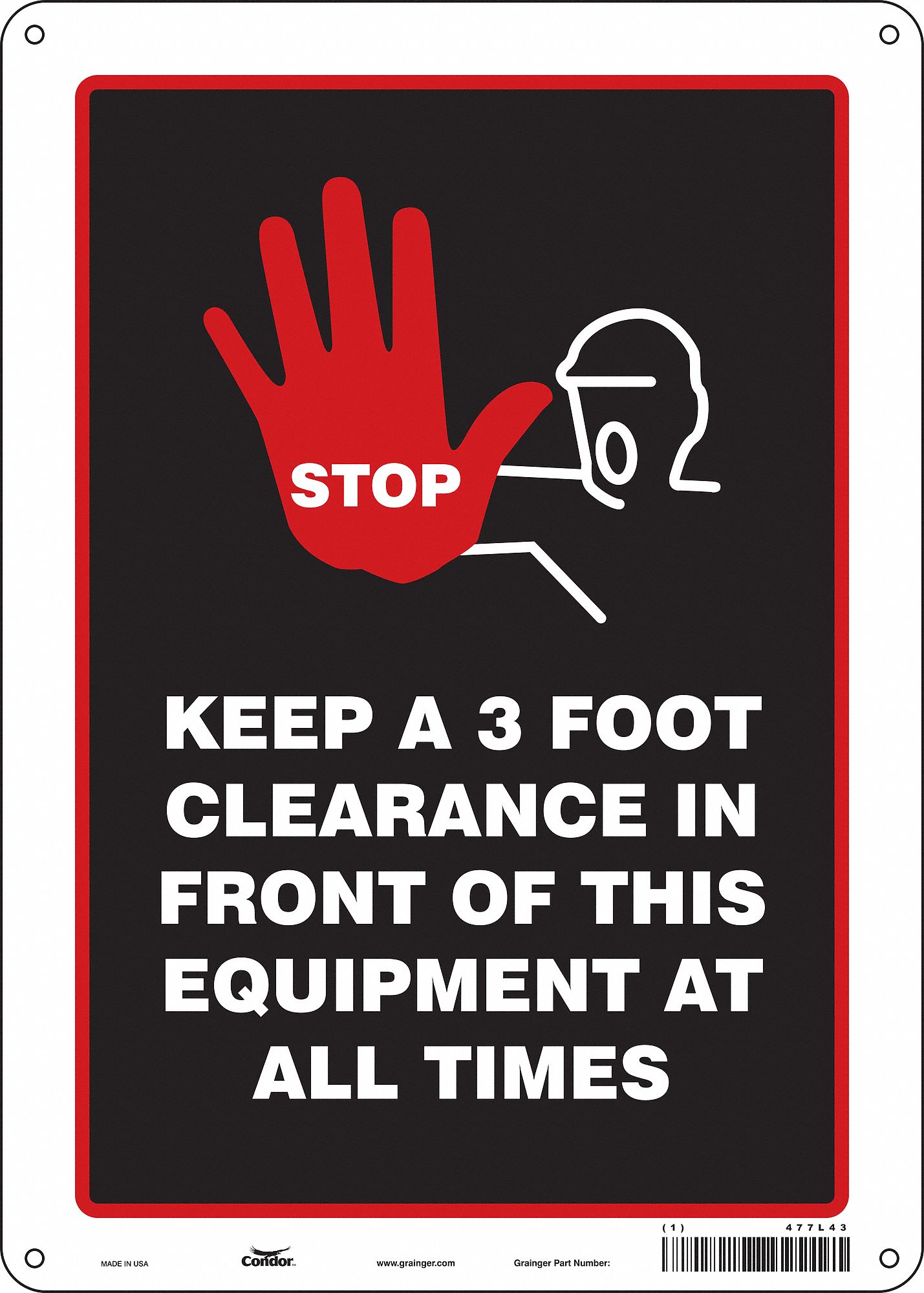 Safety Sign: Aluminum, Mounting Holes Sign Mounting, 14 in x 10 in Nominal Sign Size, 0.032 in Thick