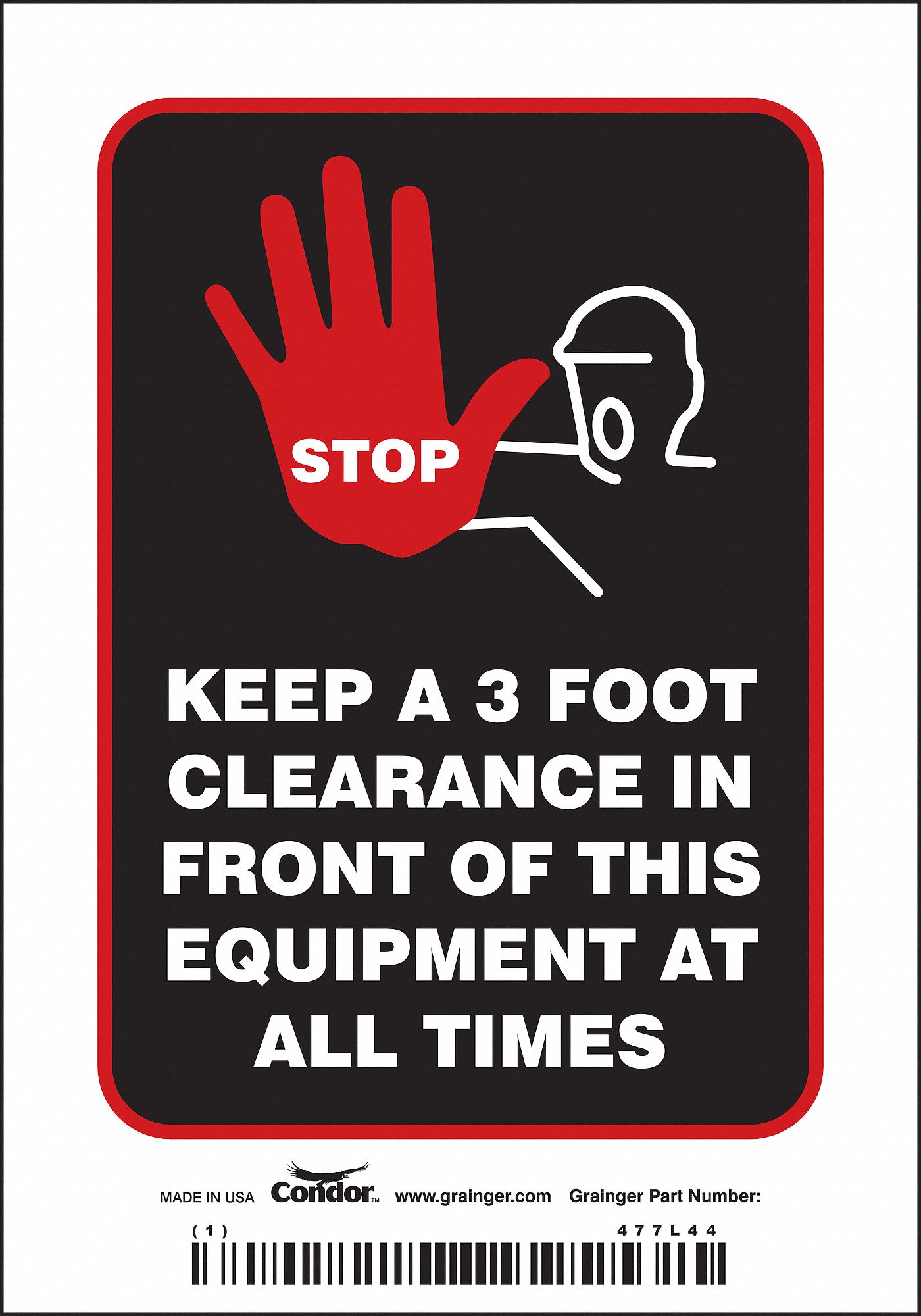 Safety Sign: Vinyl, Adhesive Sign Mounting, 5 in x 3 1/2 in Nominal Sign Size, 0.004 in Thick, 5 PK
