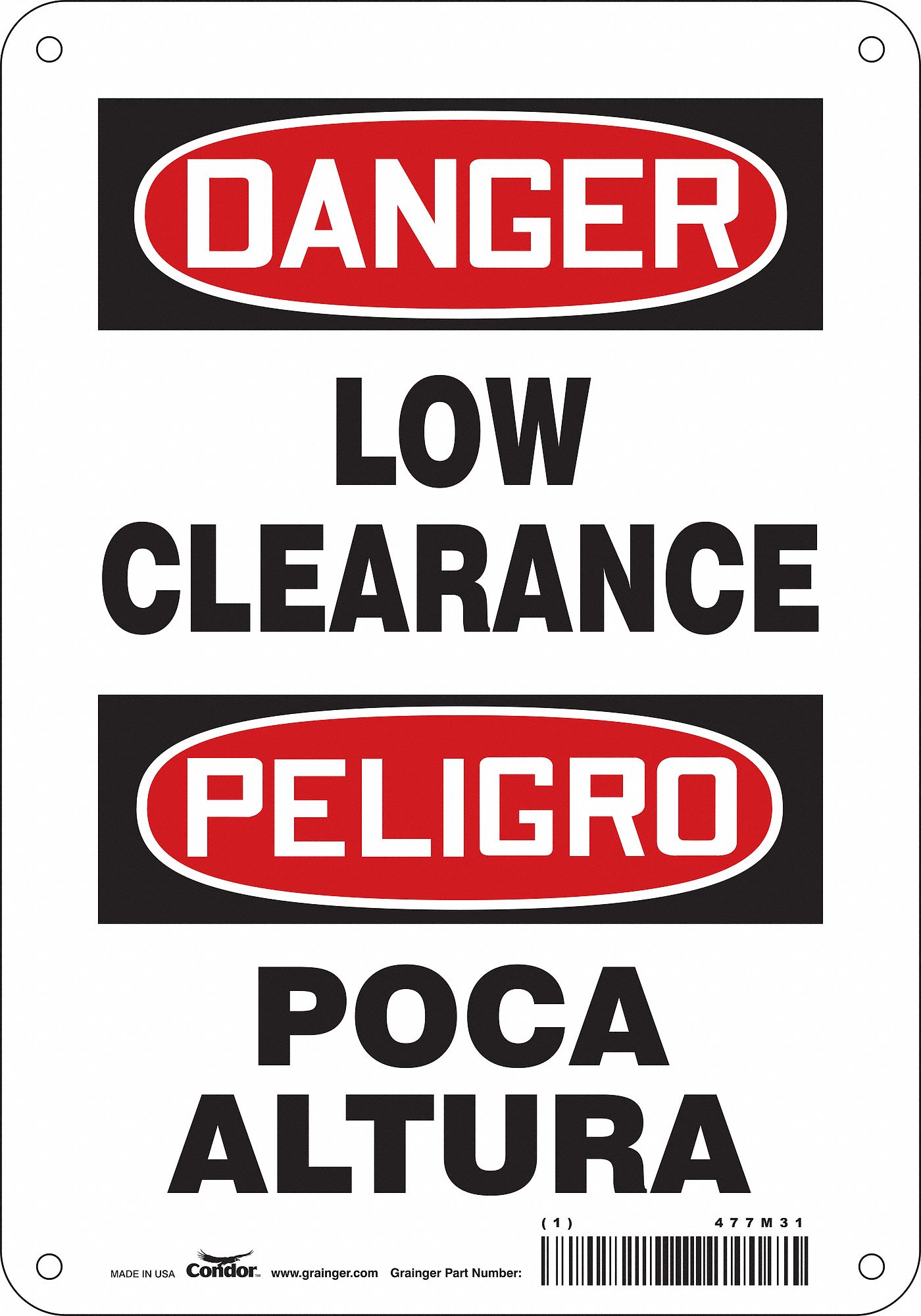Safety Sign, 10 in x 7 in, Polyethylene