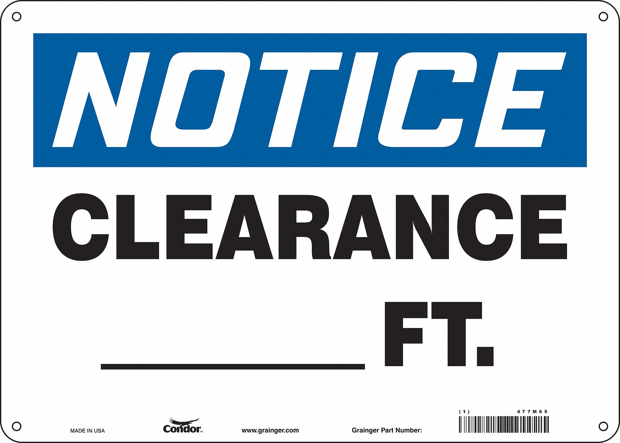Safety Sign: Aluminum, Mounting Holes Sign Mounting, 10 in x 14 in Nominal Sign Size, 0.032 in Thick