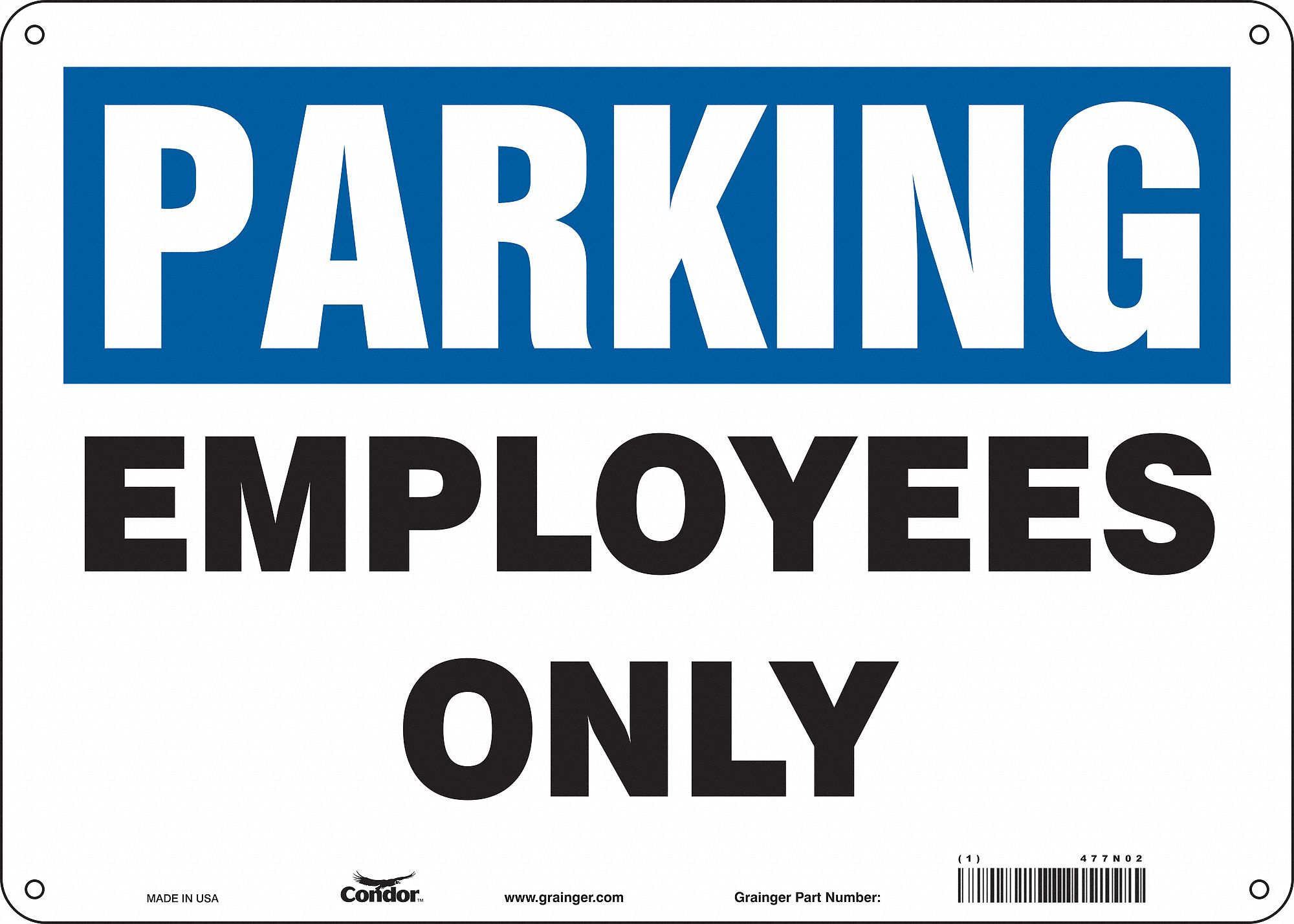 Employee Parking Sign, 10" x 14"