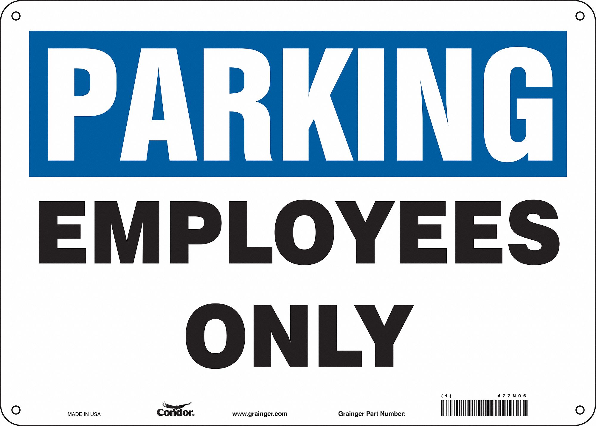 Employee Parking Sign, 10" x 14"