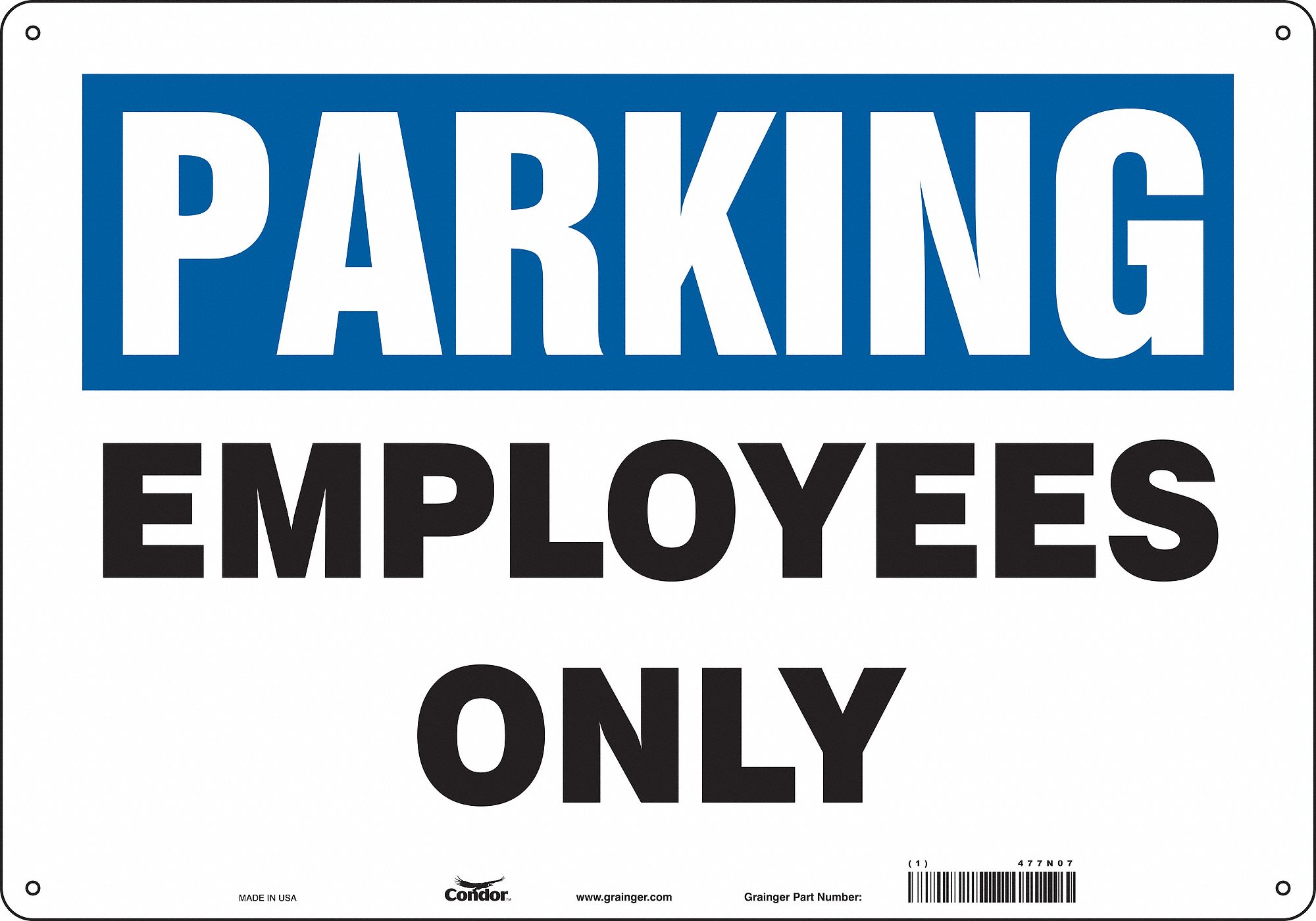 Employe Parking Sign, 14" x 20"