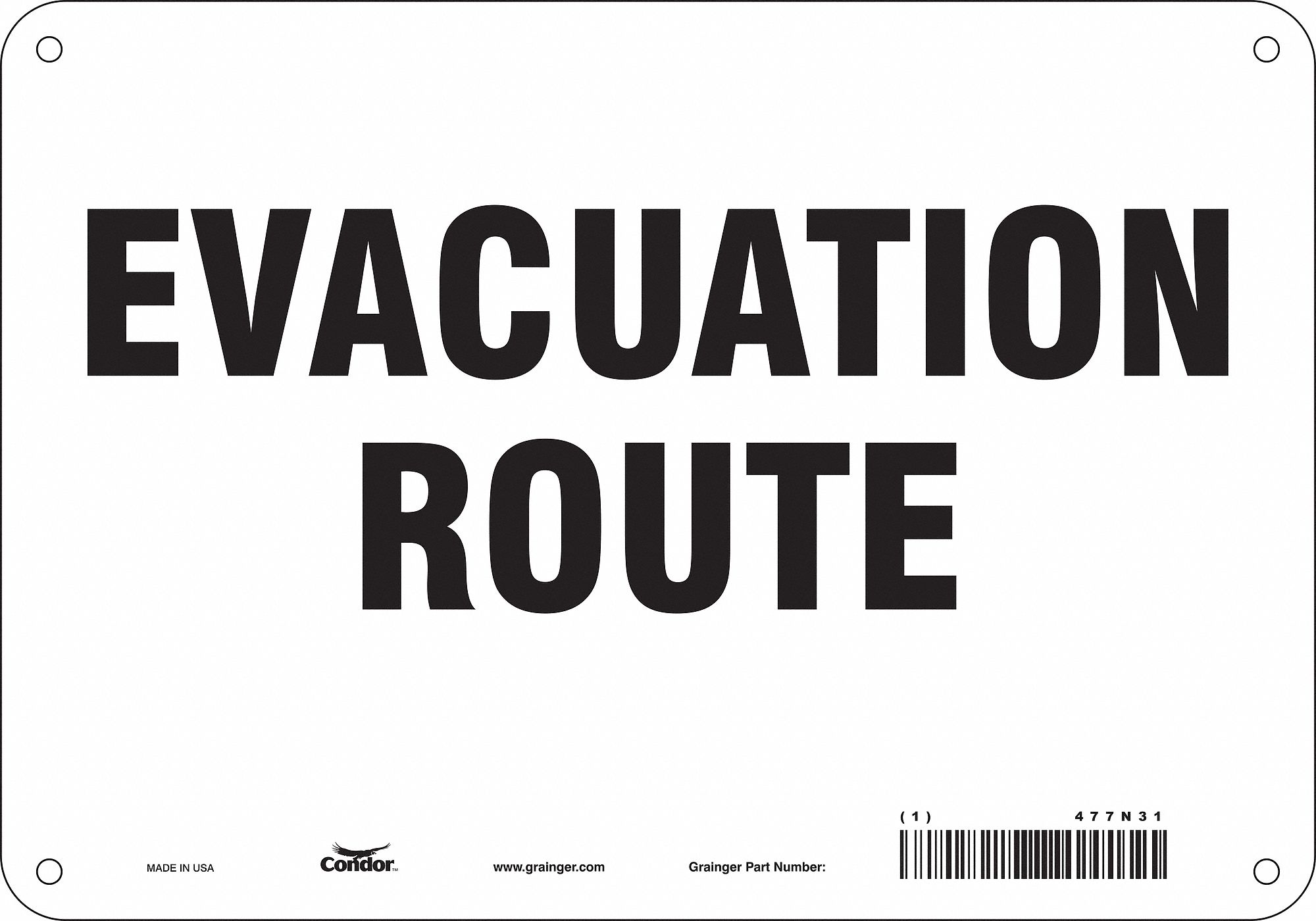 Safety Sign: Polyethylene, Mounting Holes Sign Mounting, 7 in x 10 in Nominal Sign Size