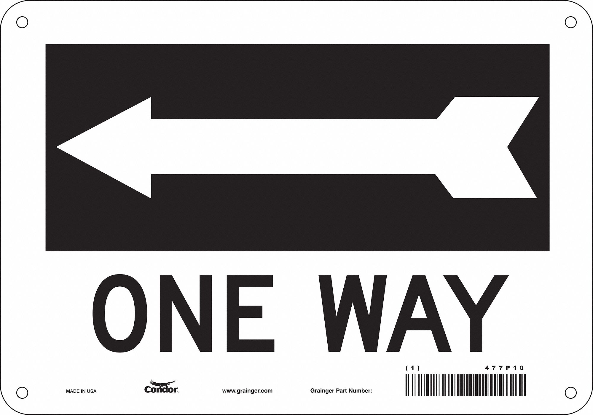 Safety Sign: Aluminum, Mounting Holes Sign Mounting, 7 in x 10 in Nominal Sign Size, 0.032 in Thick