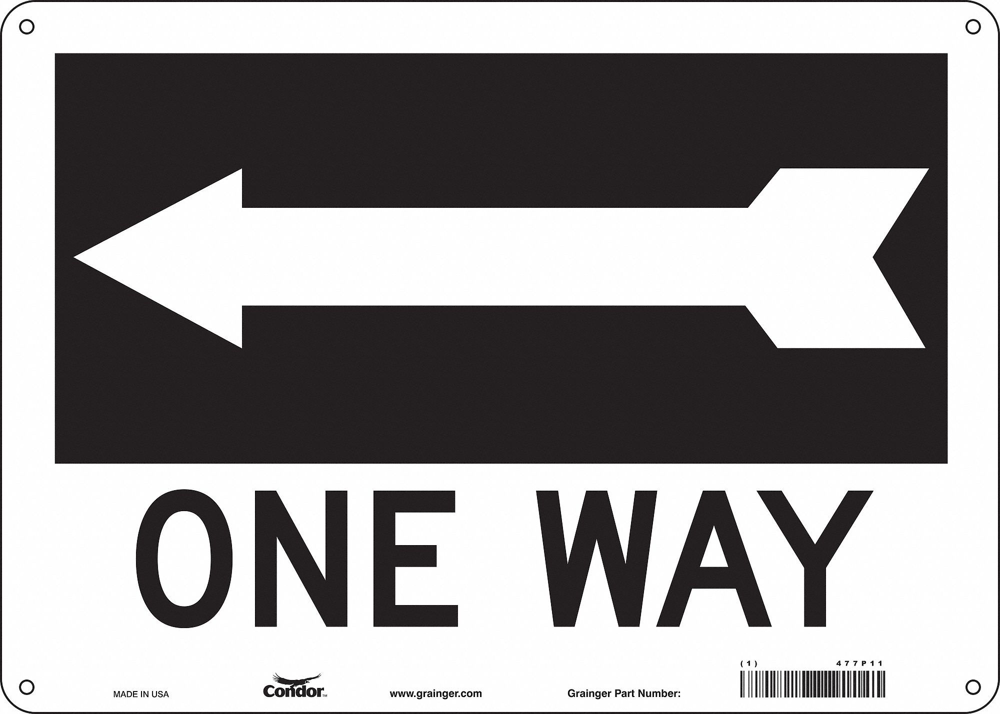 Safety Sign: Aluminum, Mounting Holes Sign Mounting, 10 in x 14 in Nominal Sign Size, 0.032 in Thick