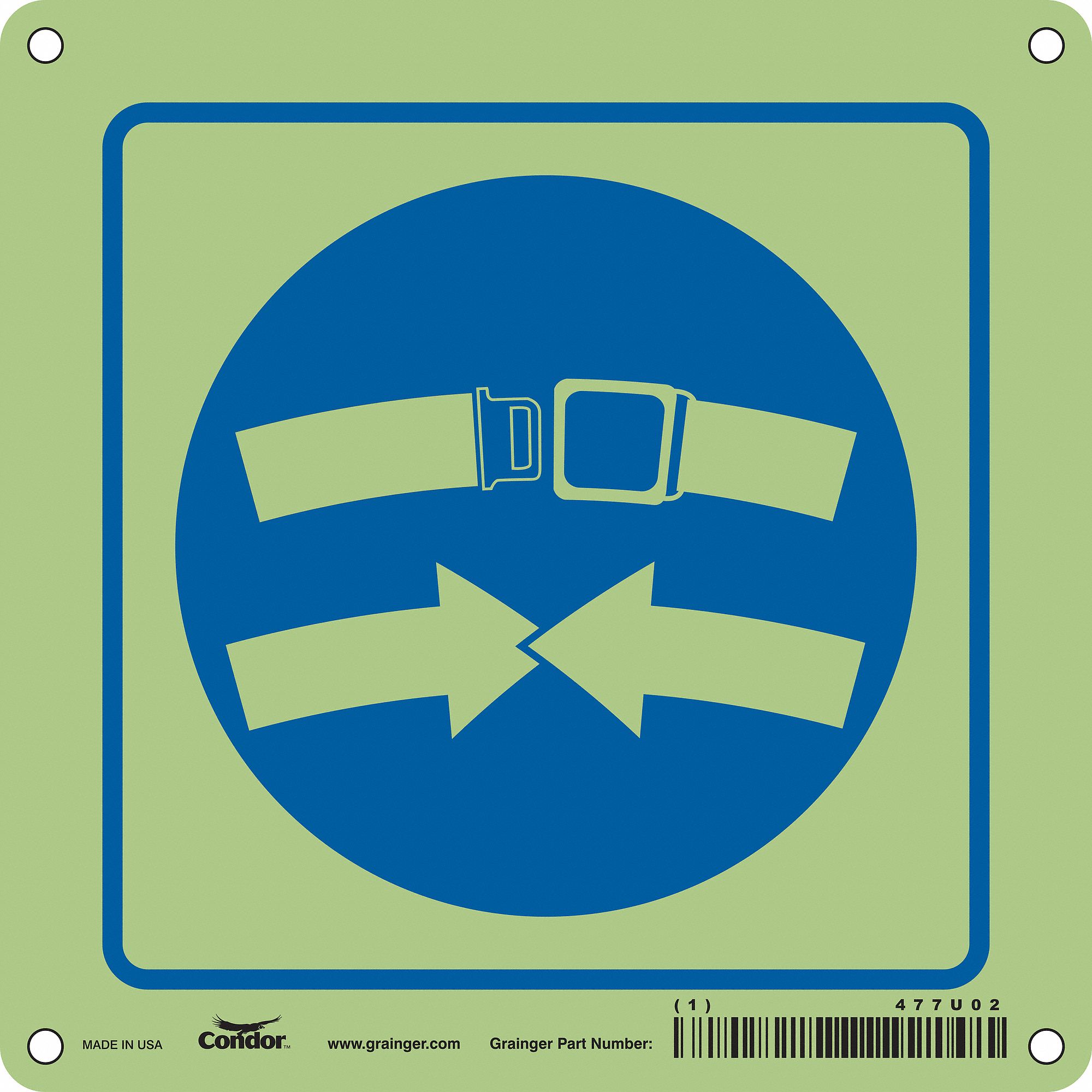 Safety Sign: Polyethylene, Mounting Holes Sign Mounting, 6 in x 6 in Nominal Sign Size