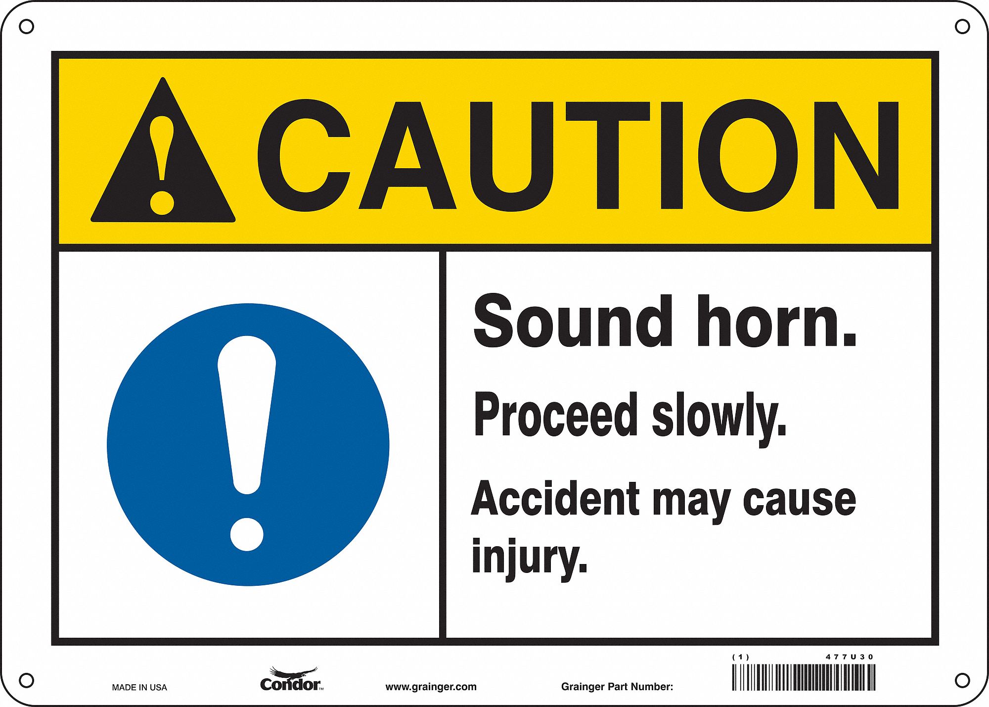 Safety Sign, 7 in x 10 in, Polyethylene