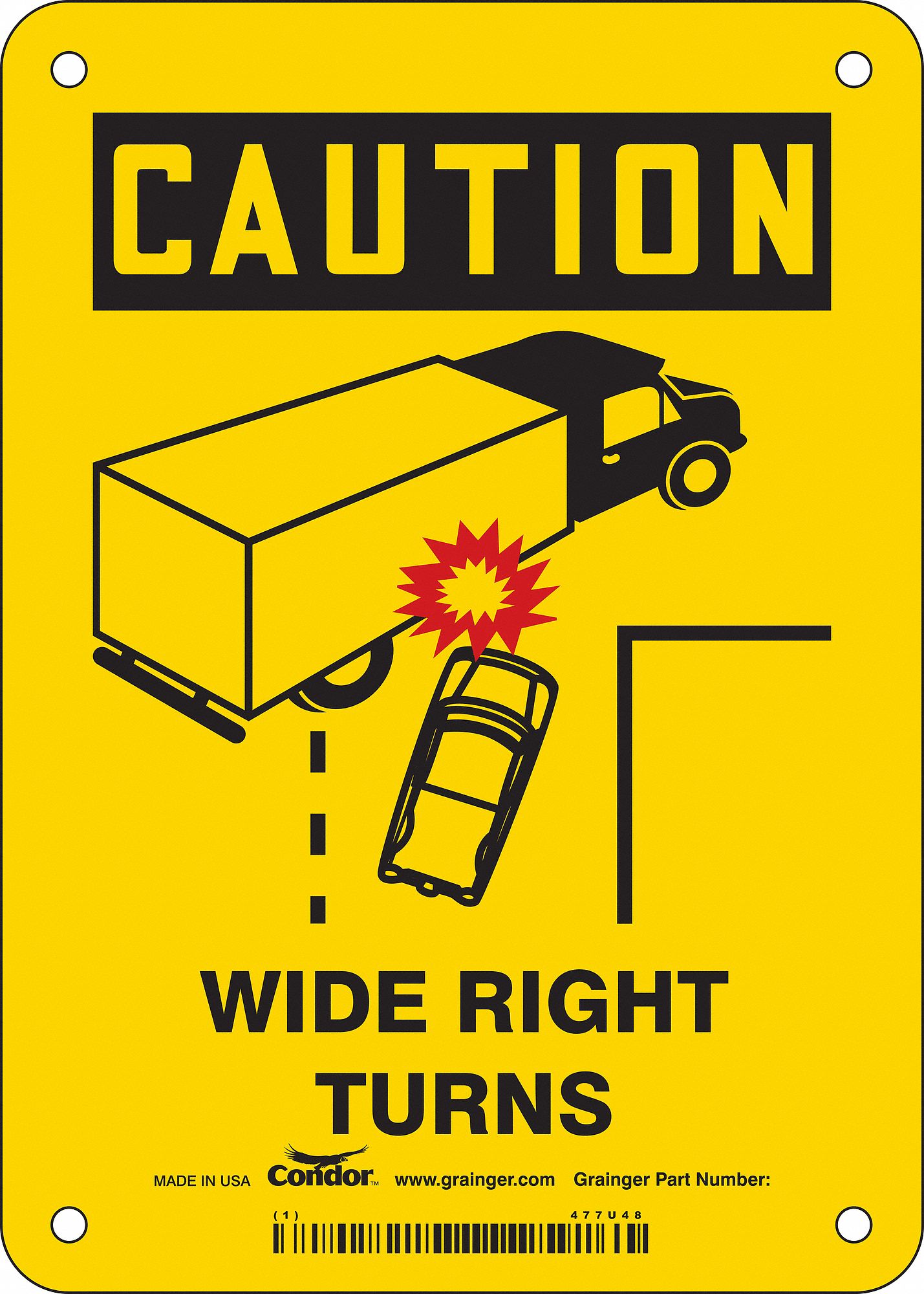 Safety Sign: Vinyl, Adhesive Sign Mounting, 7 in x 5 in Nominal Sign Size, Not Retroreflective