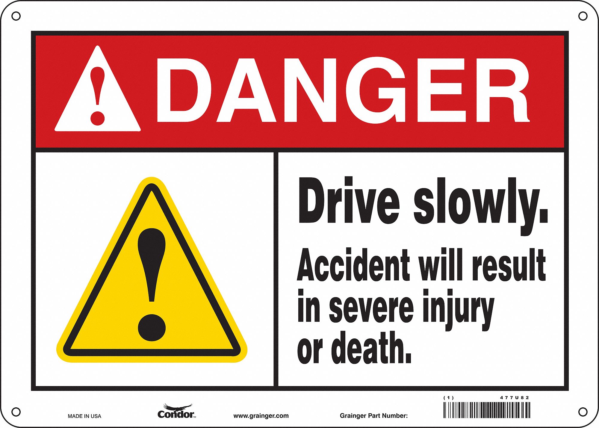 Safety Sign, 10 in x 14 in, Aluminum