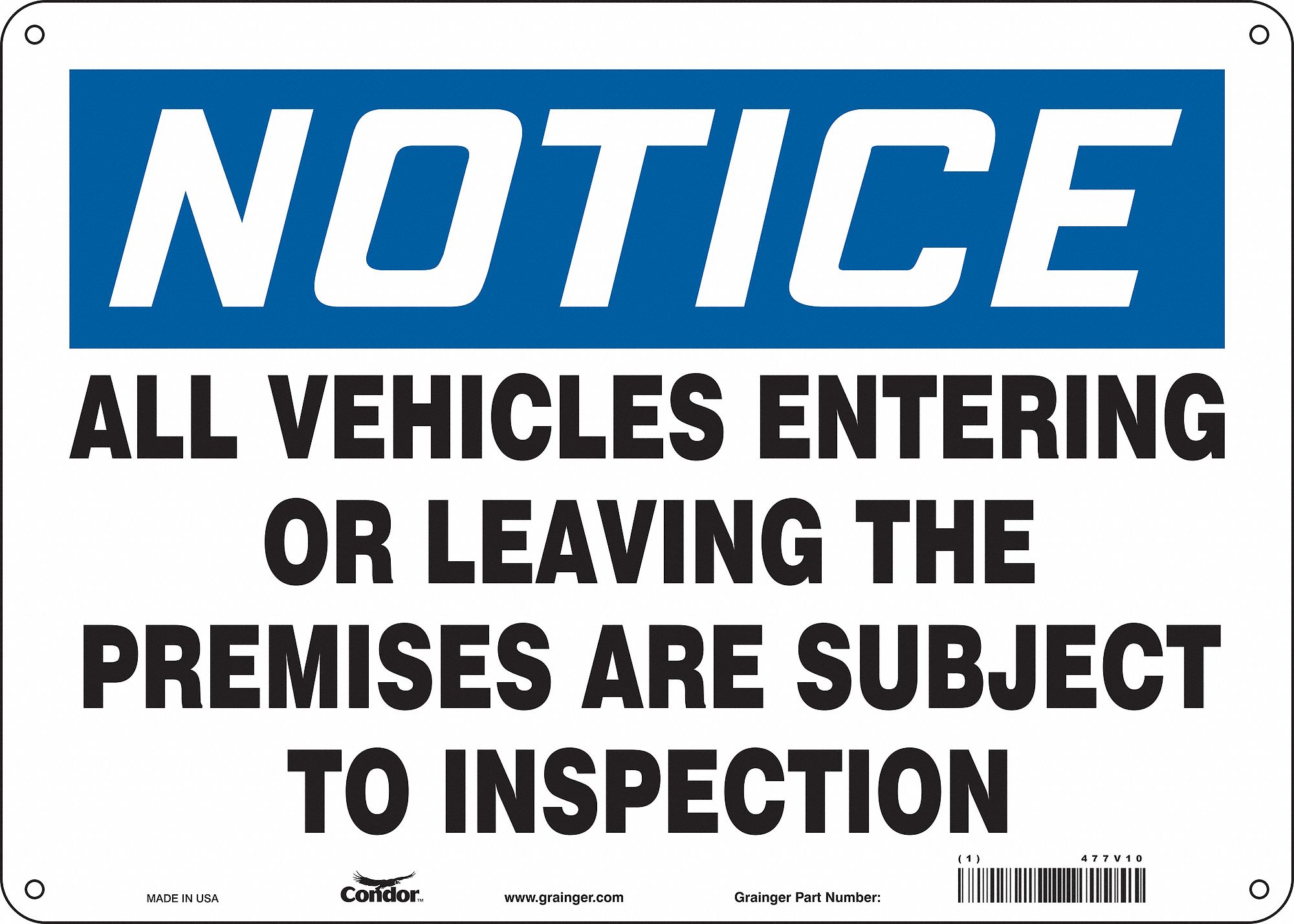 Safety Sign, 10 in x 14 in, Aluminum