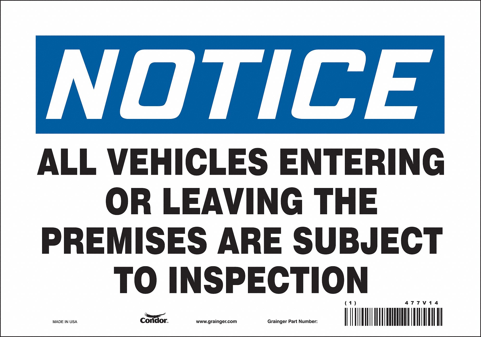 Safety Sign, 7 in x 10 in, Vinyl