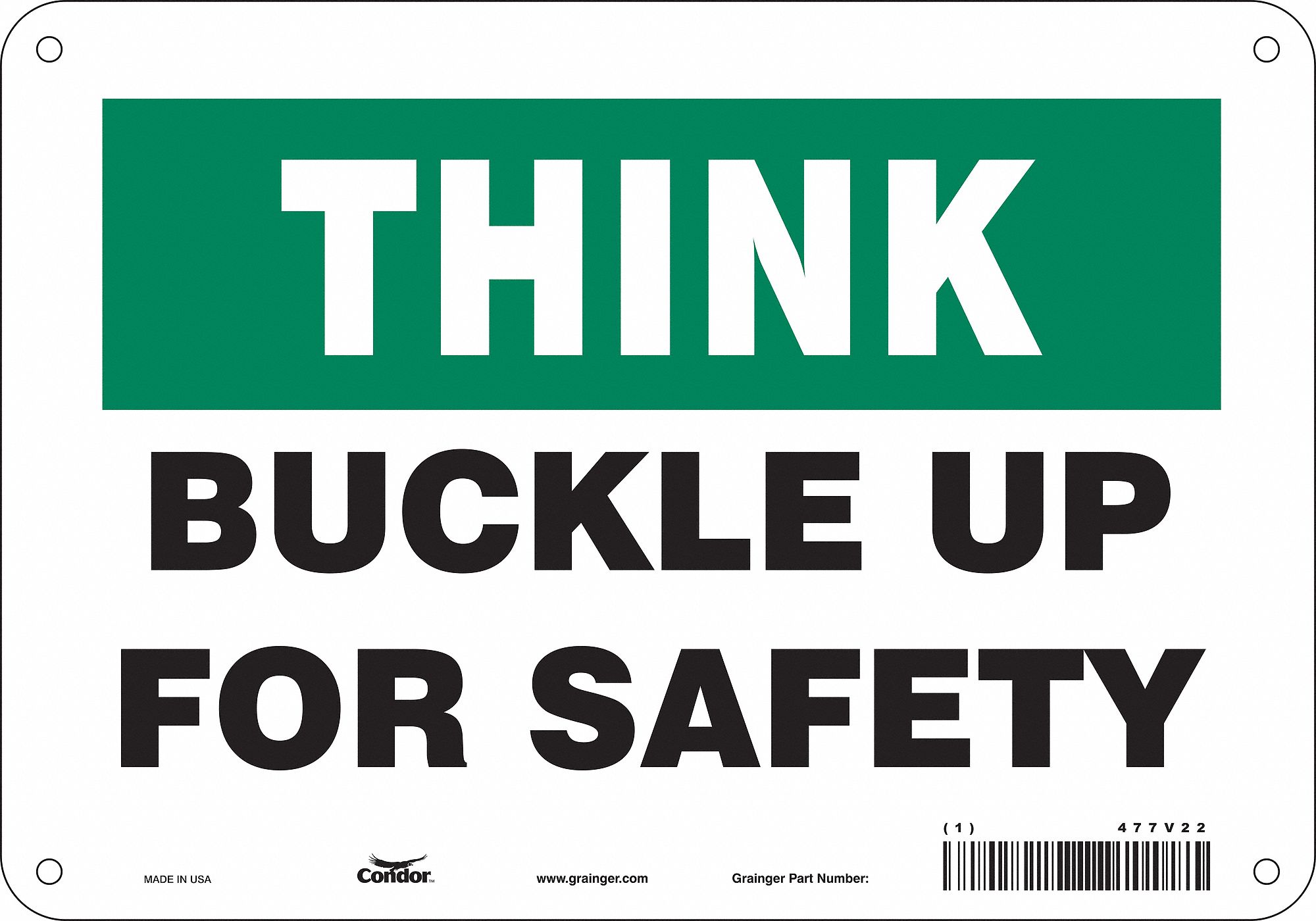 Safety Sign: Aluminum, Mounting Holes Sign Mounting, 7 in x 10 in Nominal Sign Size, 0.032 in Thick
