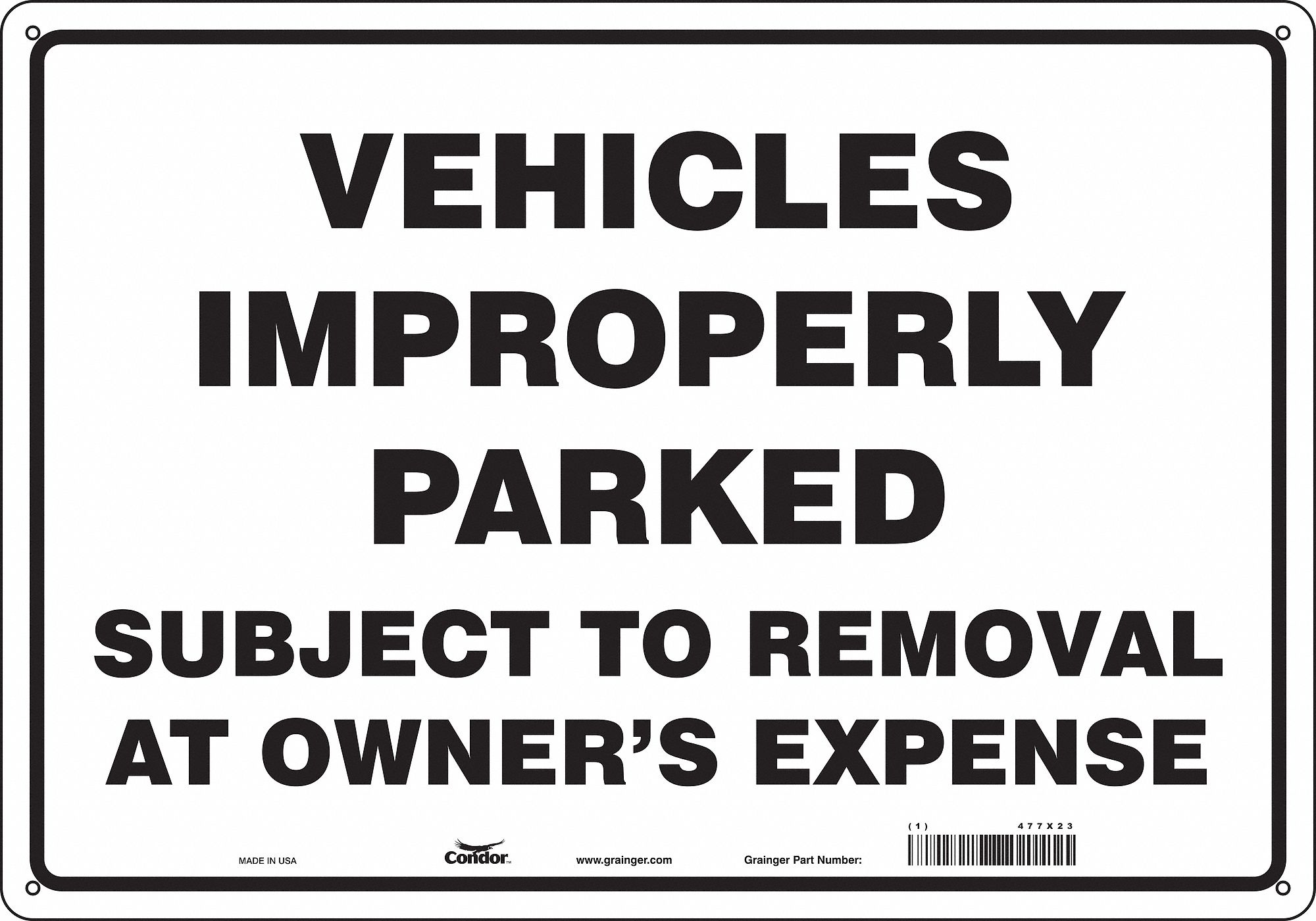 Traffic Sign: 14 in x 20 in Nominal Sign Size, Aluminum, 0.032 in, Not Retroreflective