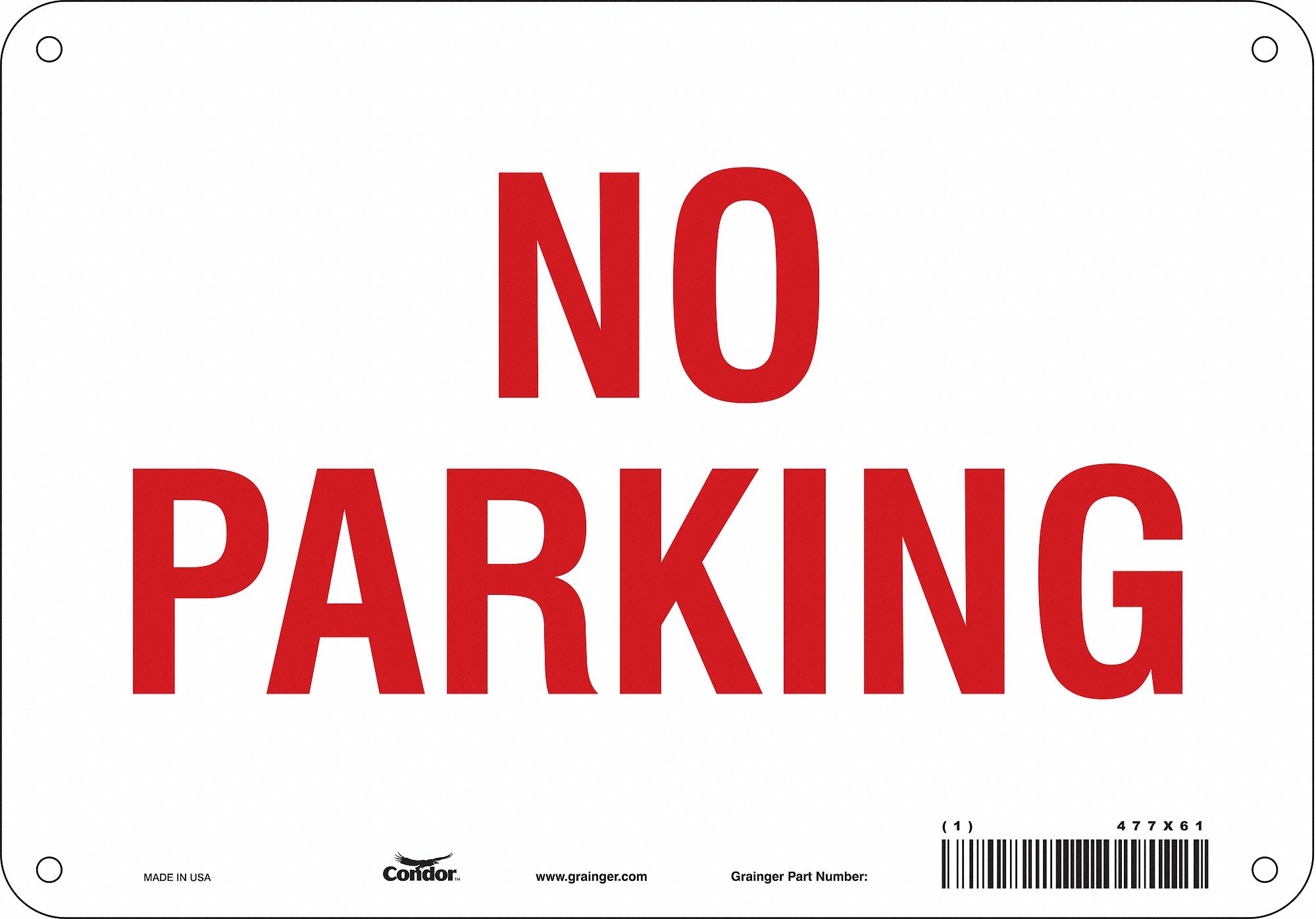 No Parking Sign, 7" x 10"