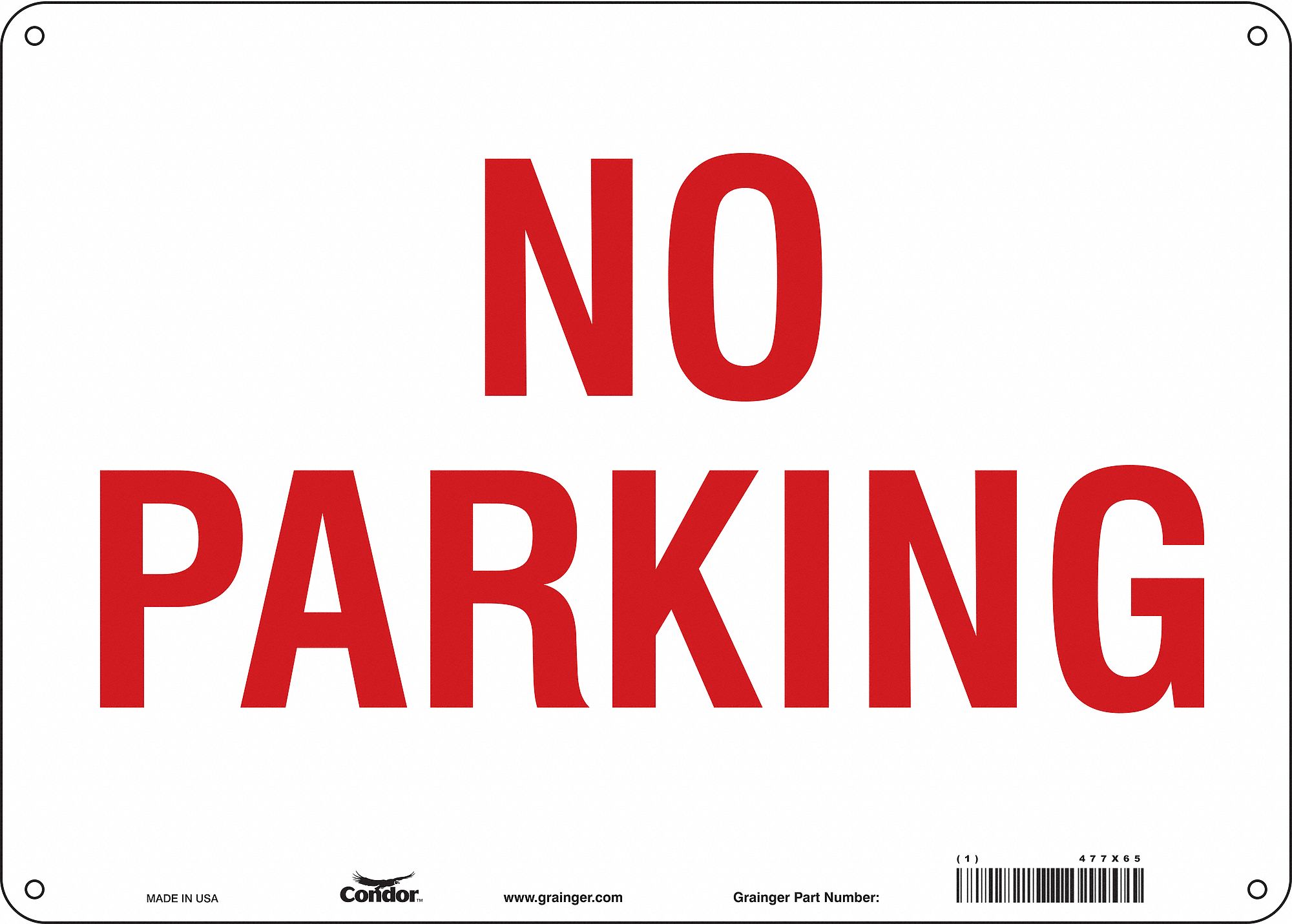 No Parking Sign, 10" x 14"