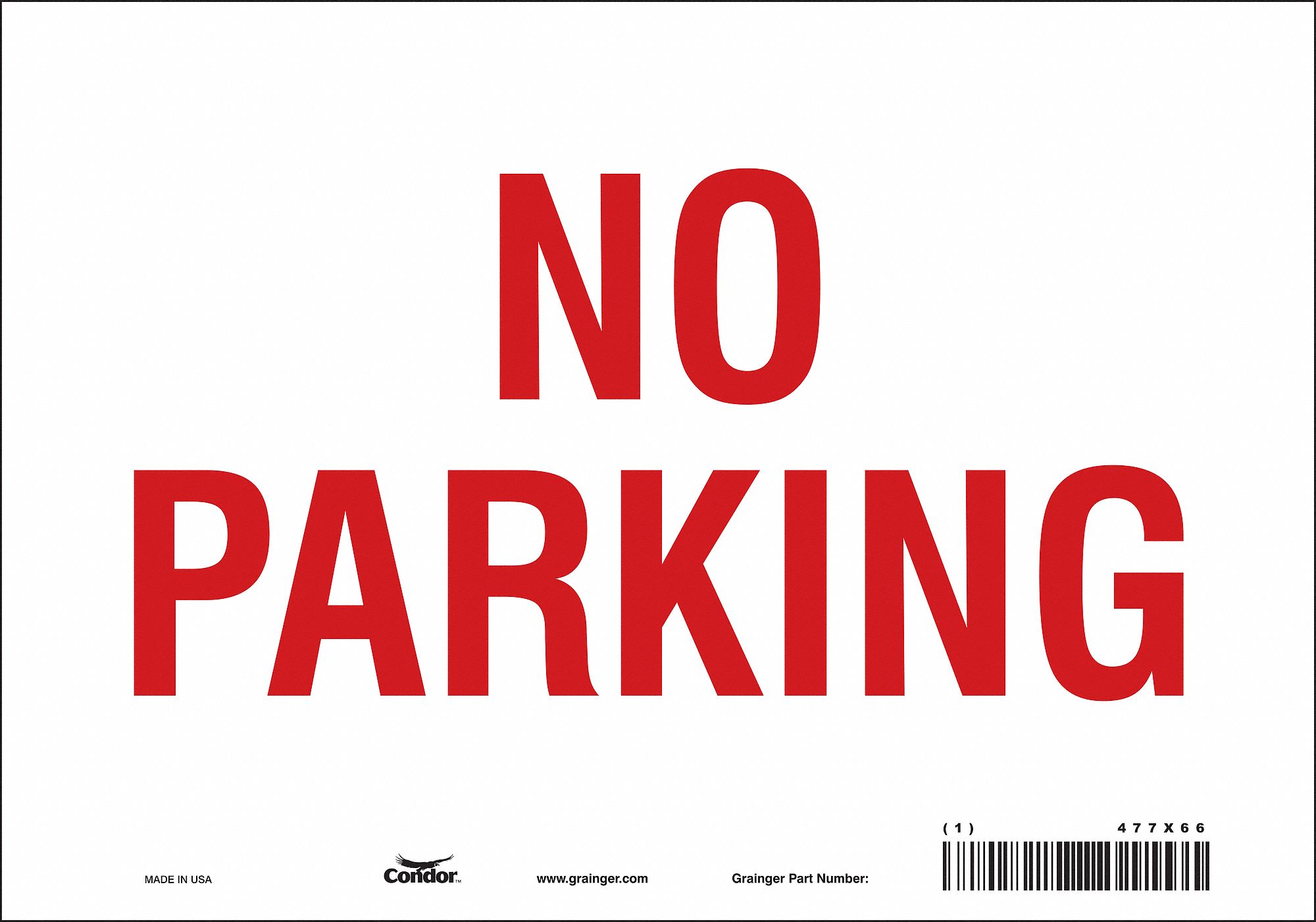 No Parking Sign, 7" x 10"