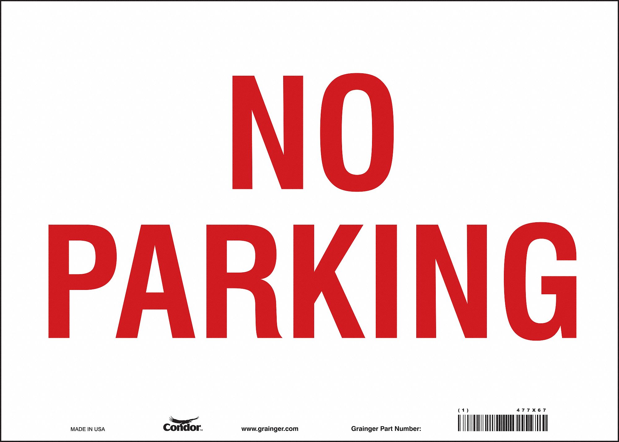 No Parking Sign, 10" x 14"